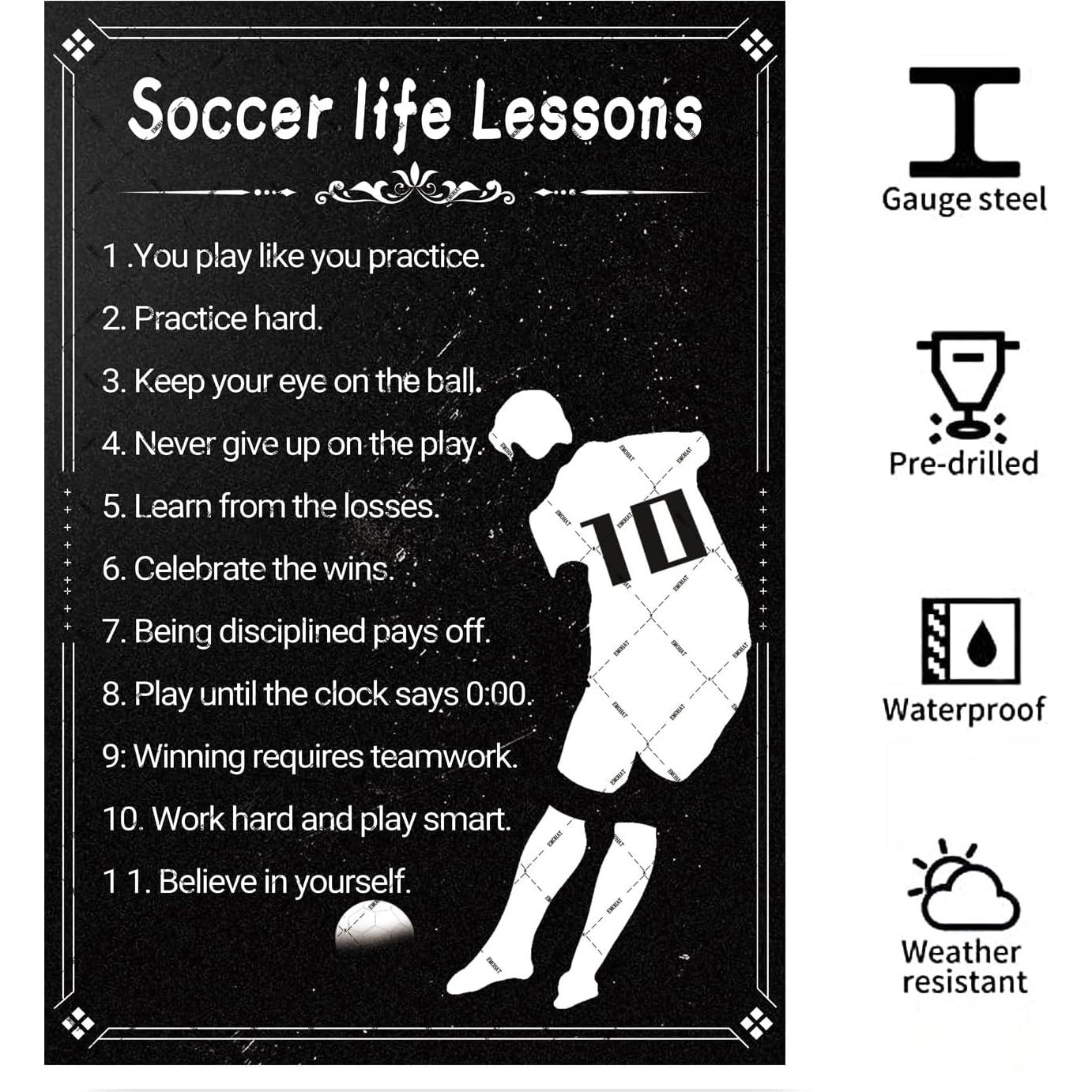 Cartel de Metal EMOHAT Lecciones de Vida en el Fútbol 30x20 cm