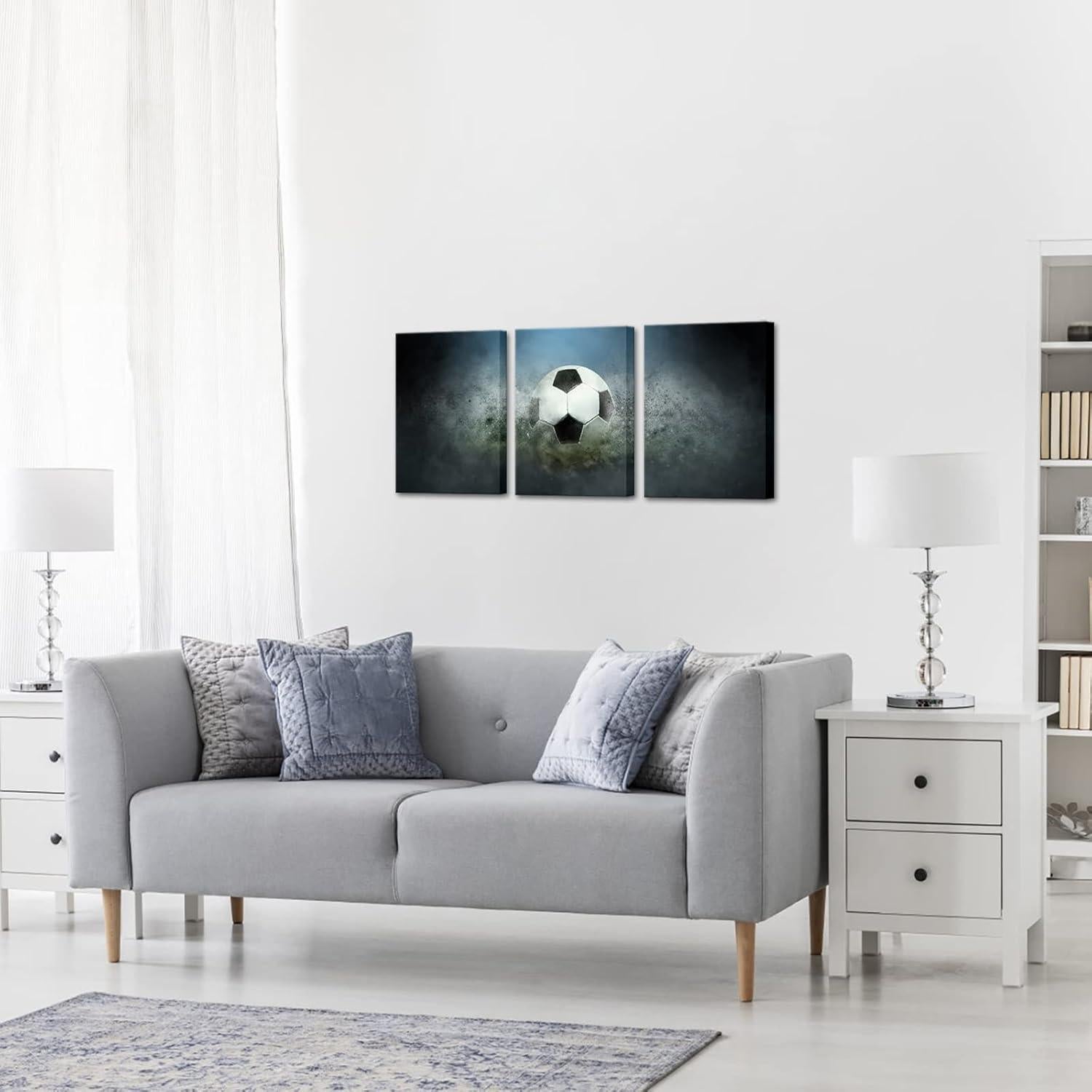 Decoración de Pared Lona Fútbol YeiLnm 30x40 cm 3 Paneles