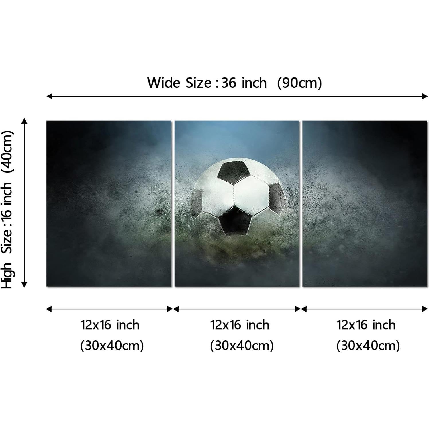 Decoración de Pared Lona Fútbol YeiLnm 30x40 cm 3 Paneles