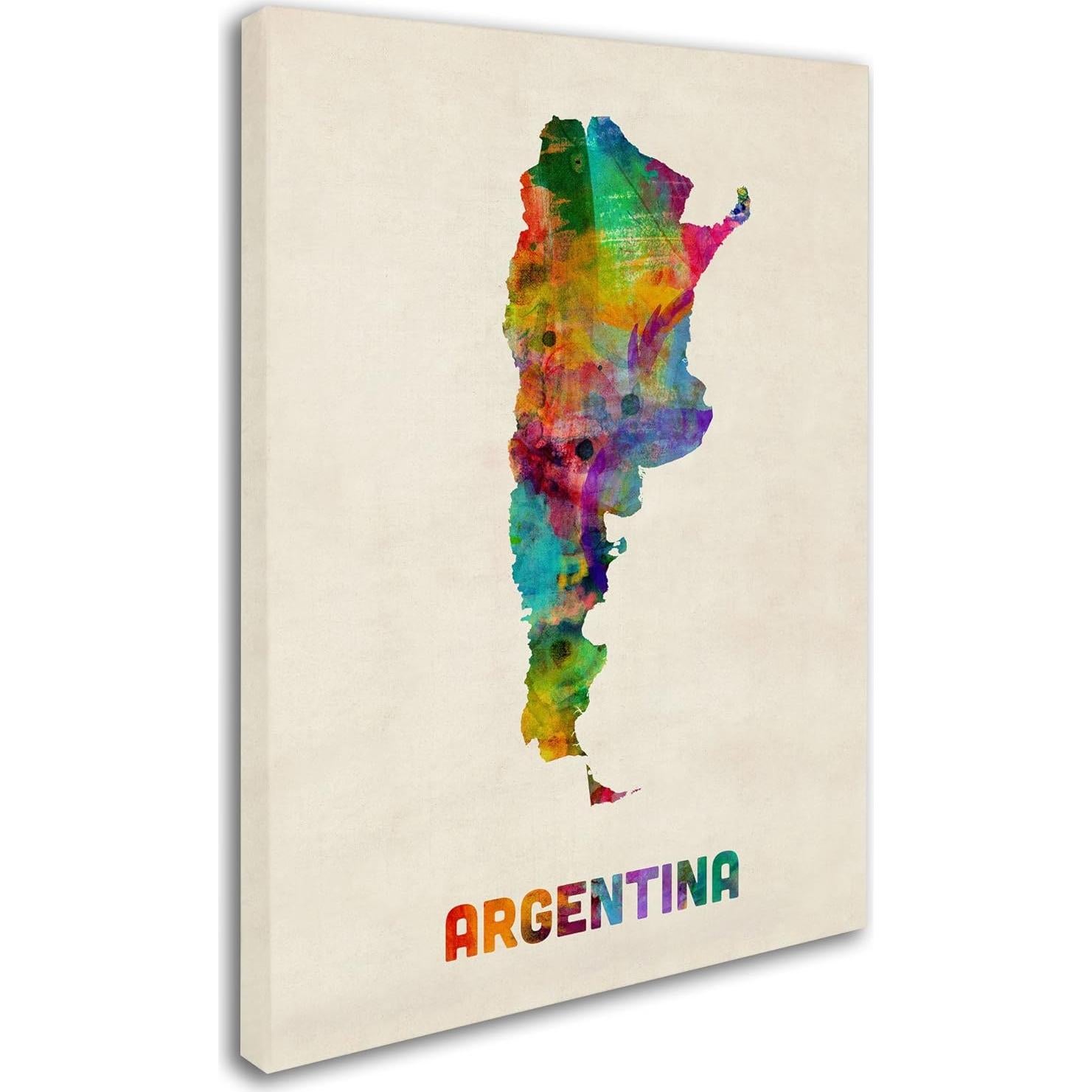 Mapa Acuarela de Argentina Michael Tompsett 81x61 cm Arte en Lienzo