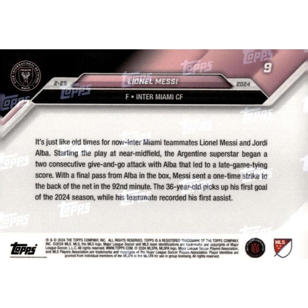 Tarjeta de Fútbol Lionel Messi 2024 Topps Inter Miami FC