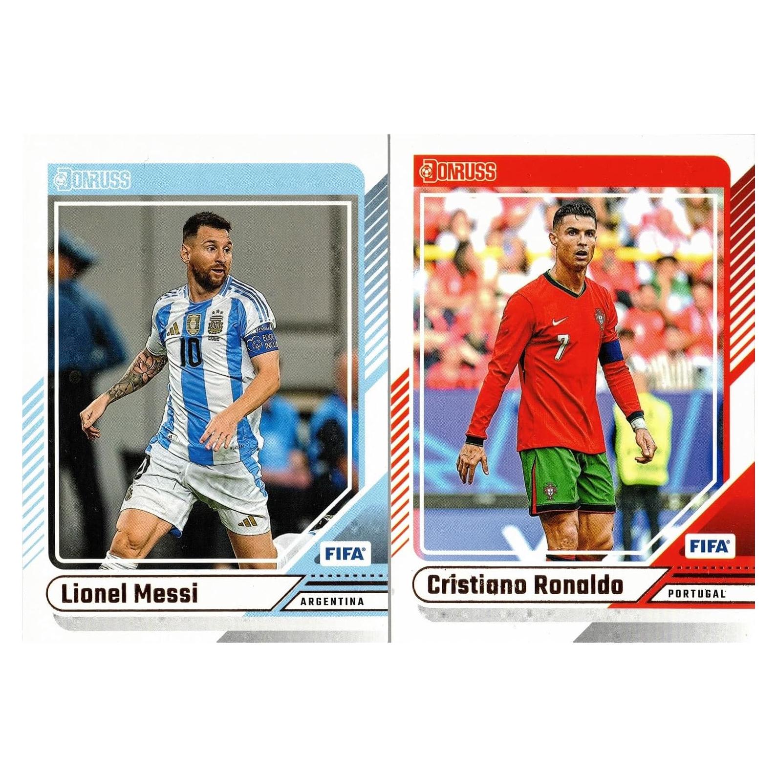 Lote de 2 Tarjetas de Fútbol Panini Messi y Ronaldo 2024-25