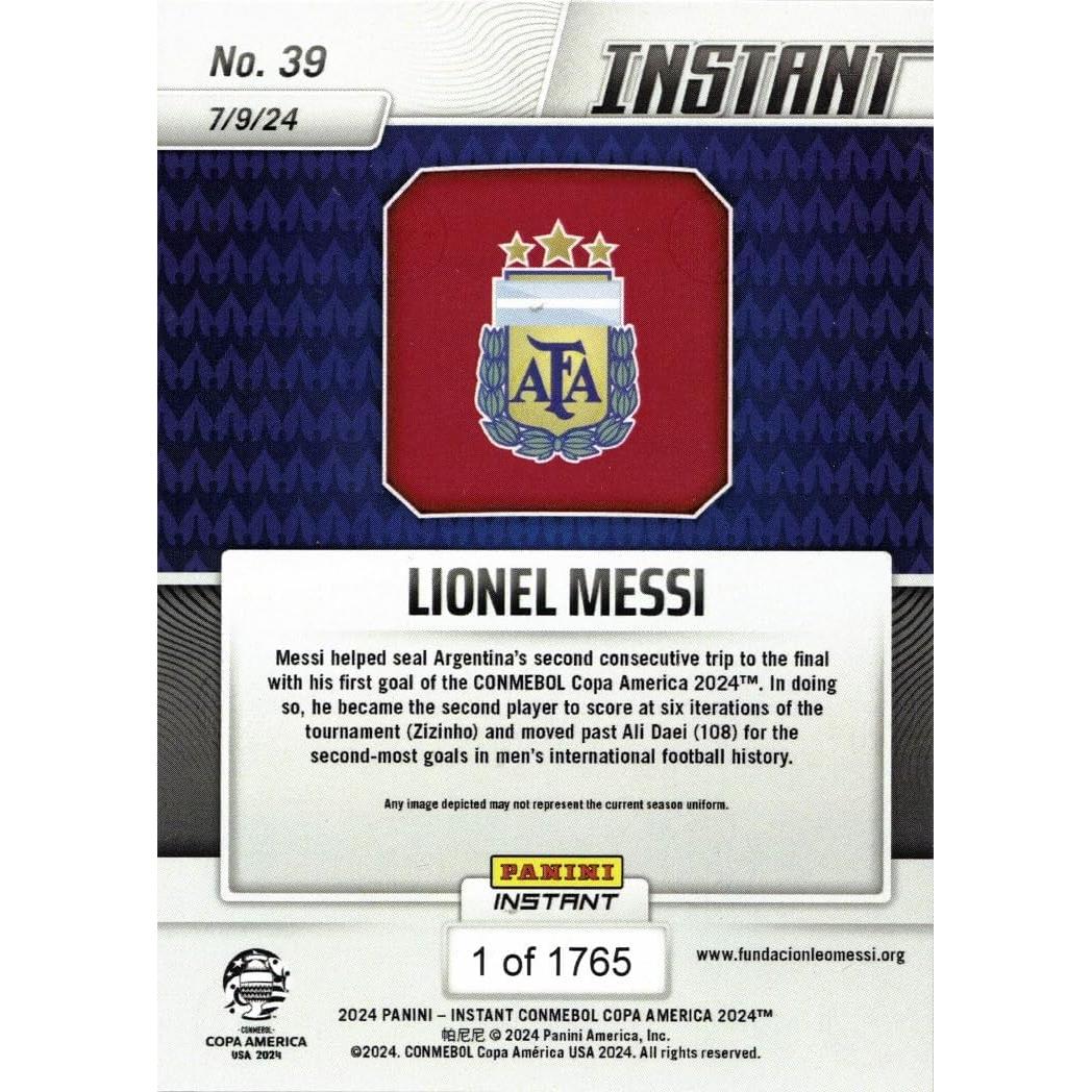 Tarjeta de Fútbol Panini 2024 Messi Argentina #39 Limitada
