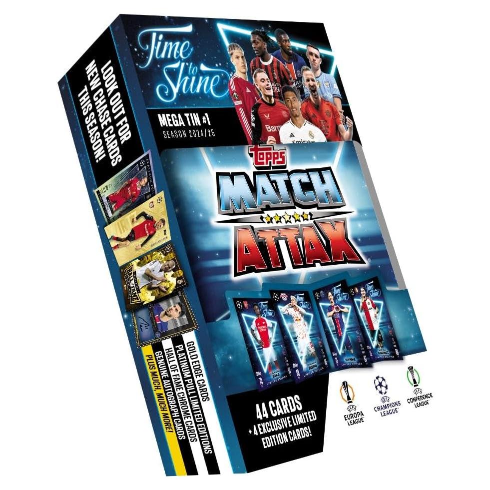Lata Mega Topps Match Attax 24/25 - 44 Tarjetas + 4 Ediciones Limitadas