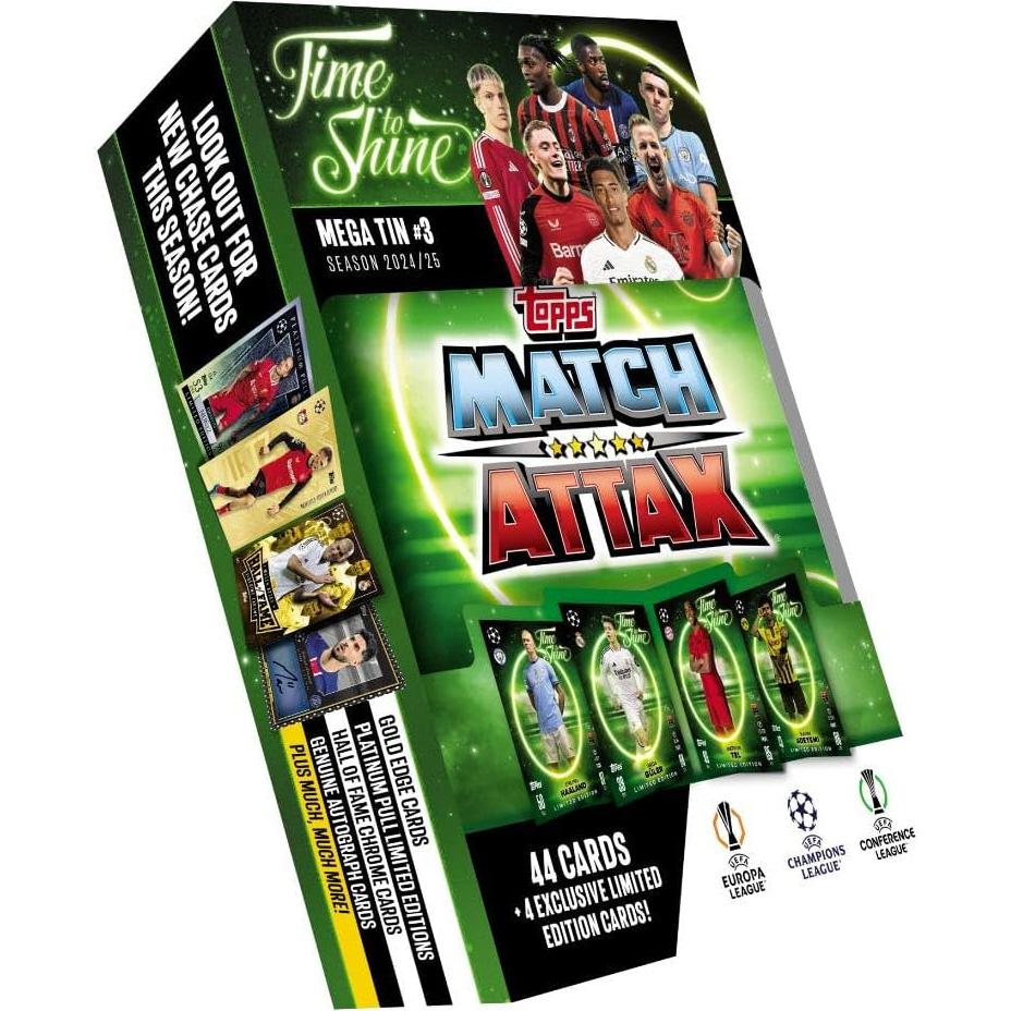 Lata Mega Topps Match Attax 24/25 - 44 Tarjetas + 4 Ediciones Limitadas