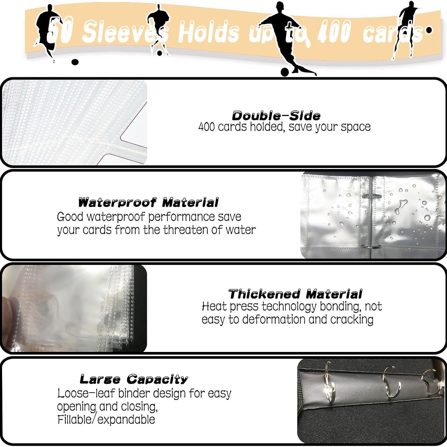 Carpeta de Tarjetas de Fútbol COYORO 400 Bolsillos con Fundas