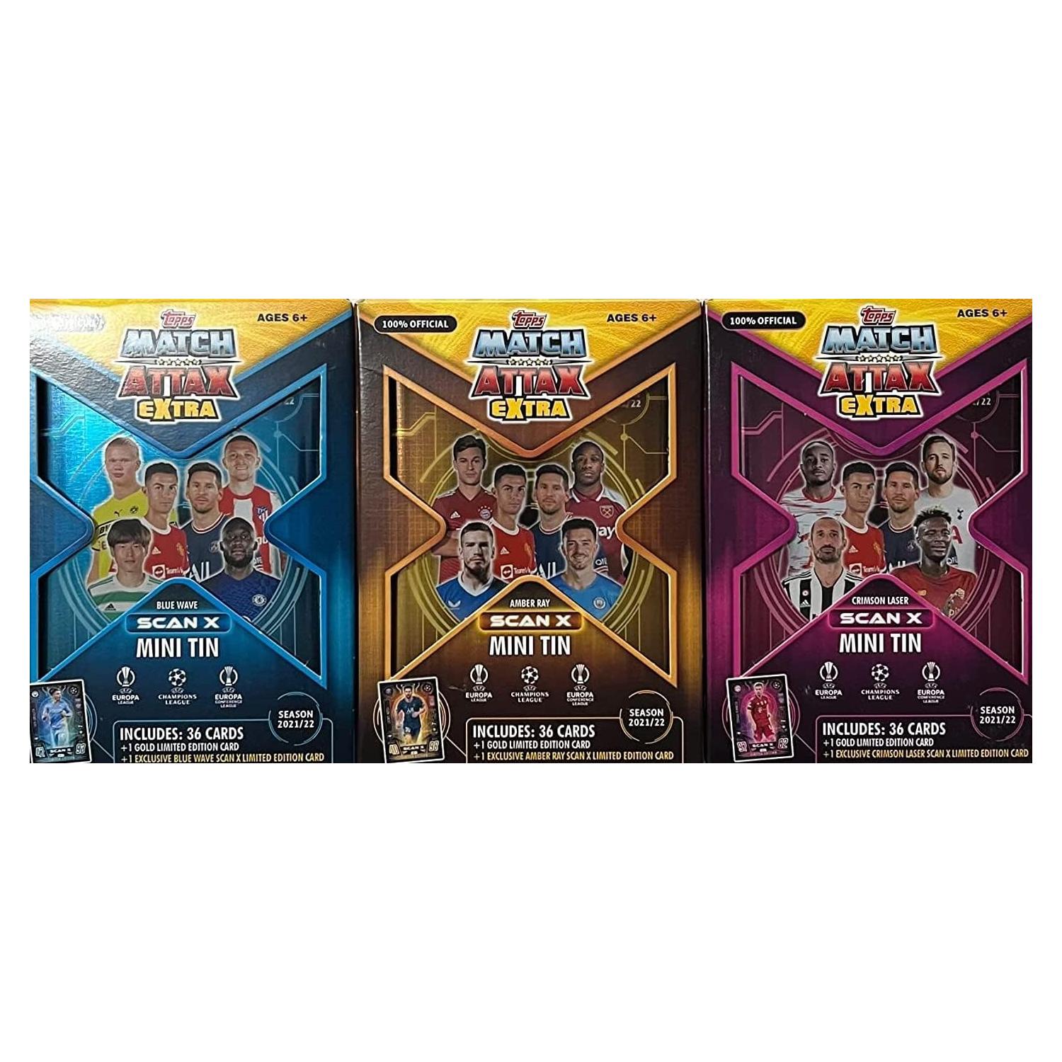 Juego de 3 Latas Mini Match Attax Extra UEFA 2021/22 Topps