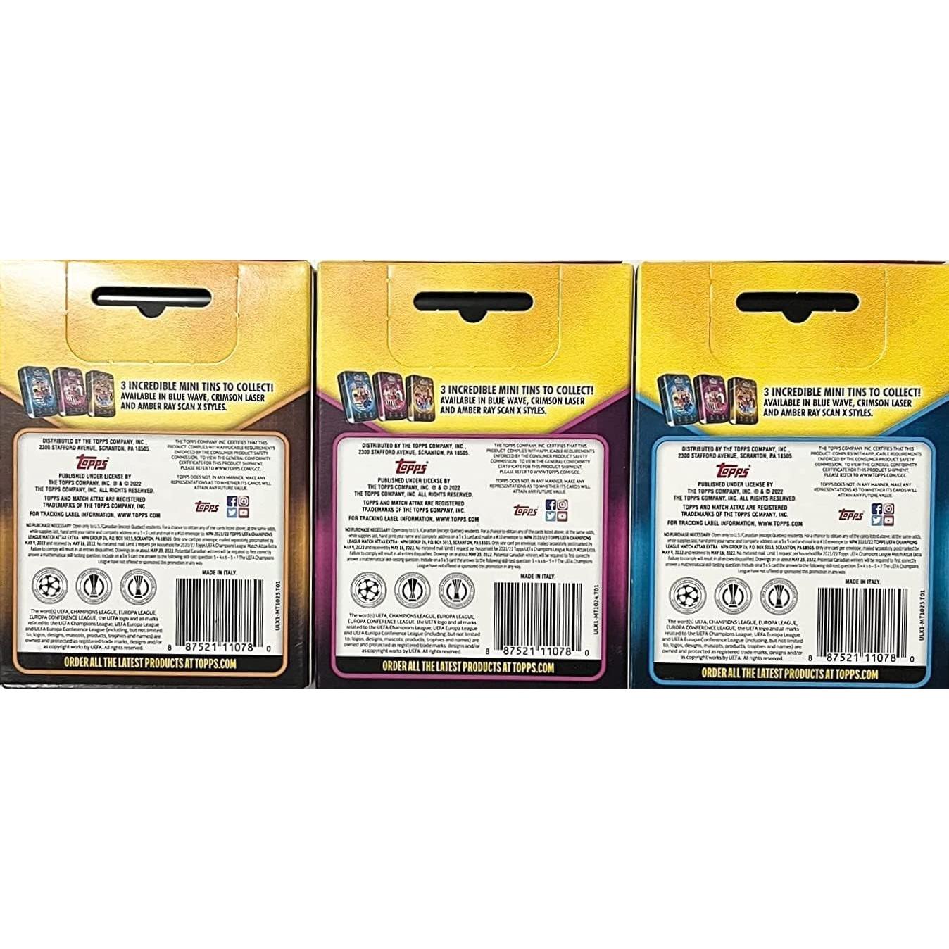 Juego de 3 Latas Mini Match Attax Extra UEFA 2021/22 Topps