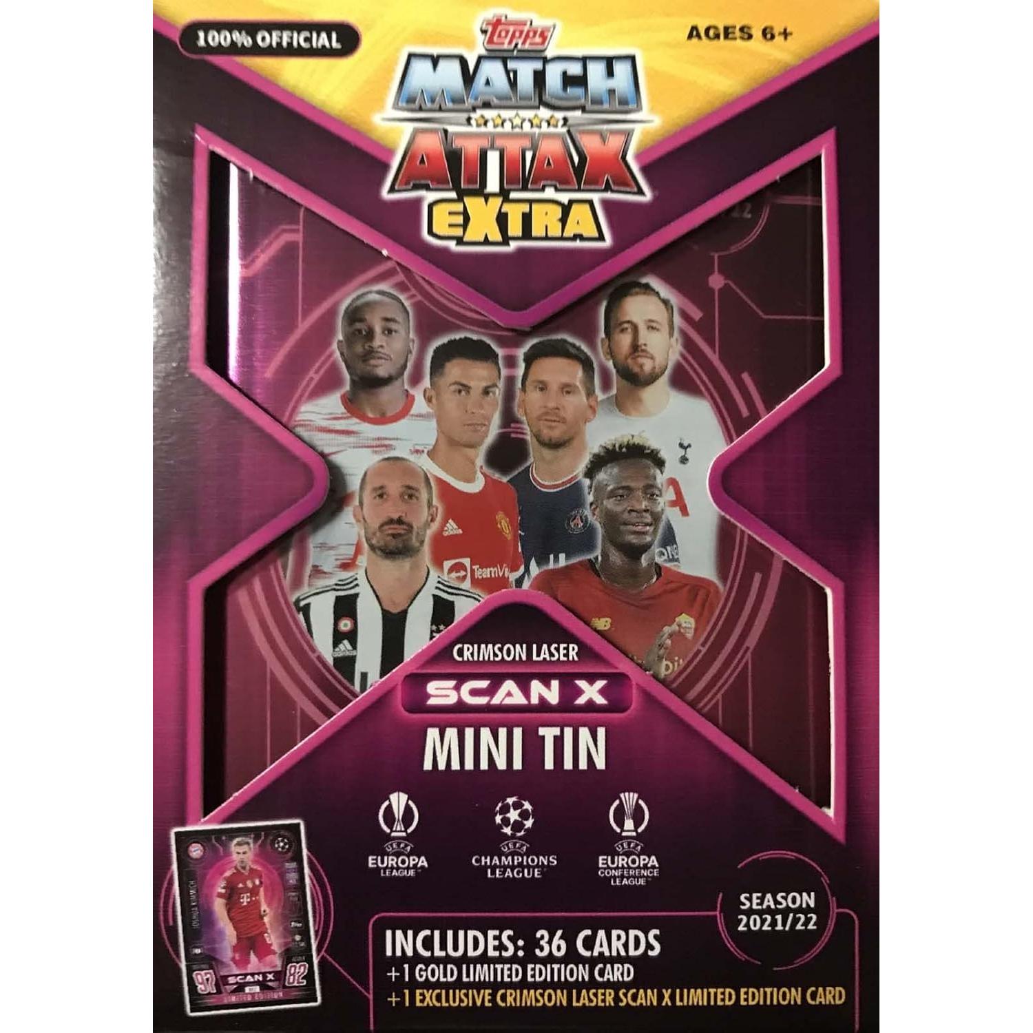 Juego de 3 Latas Mini Match Attax Extra UEFA 2021/22 Topps