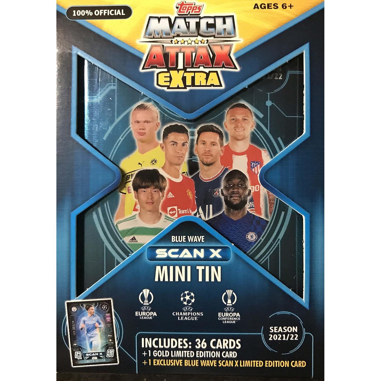 Juego de 3 Latas Mini Match Attax Extra UEFA 2021/22 Topps