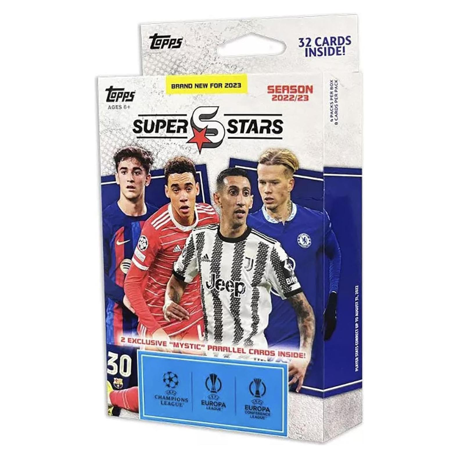 Topps UEFA Superstars 2023 Hanger Pack - 4 Paquetes de Tarjetas