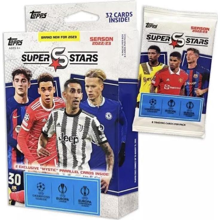 Topps UEFA Superstars 2023 Hanger Pack - 4 Paquetes de Tarjetas
