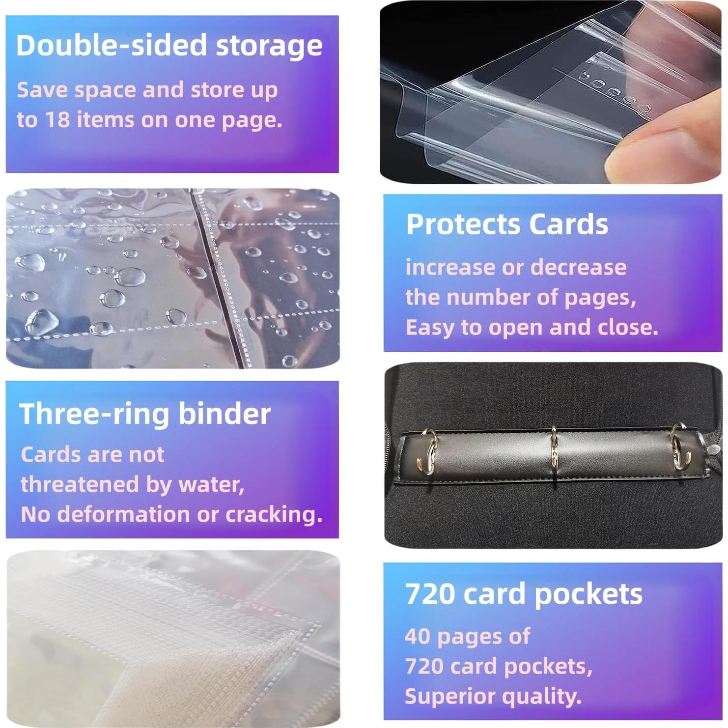 Carpeta de Tarjetas de Fútbol KOPOGTY 720 Bolsillos Impermeable