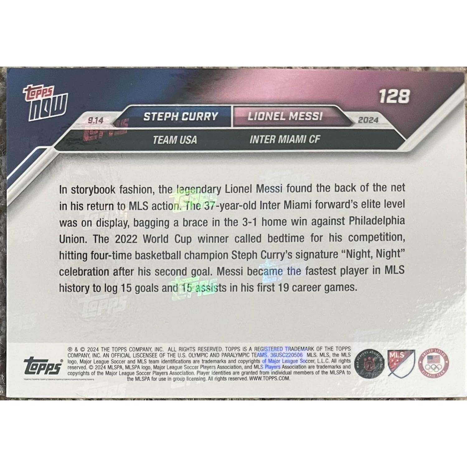 Tarjeta Coleccionable Steph Curry y Lionel Messi 2024