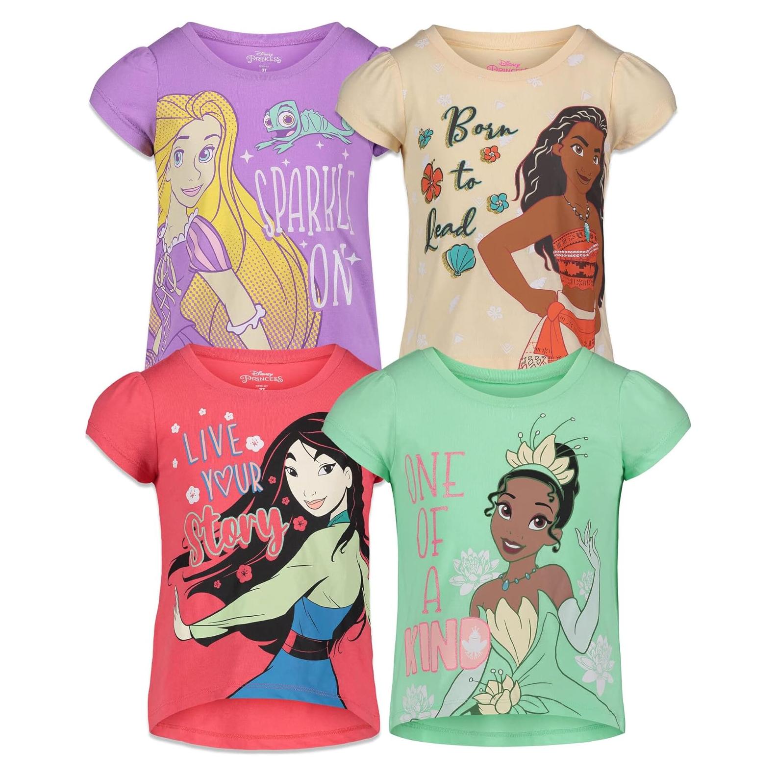 Paquete 4 camisetas Disney Princess para niñas 5T