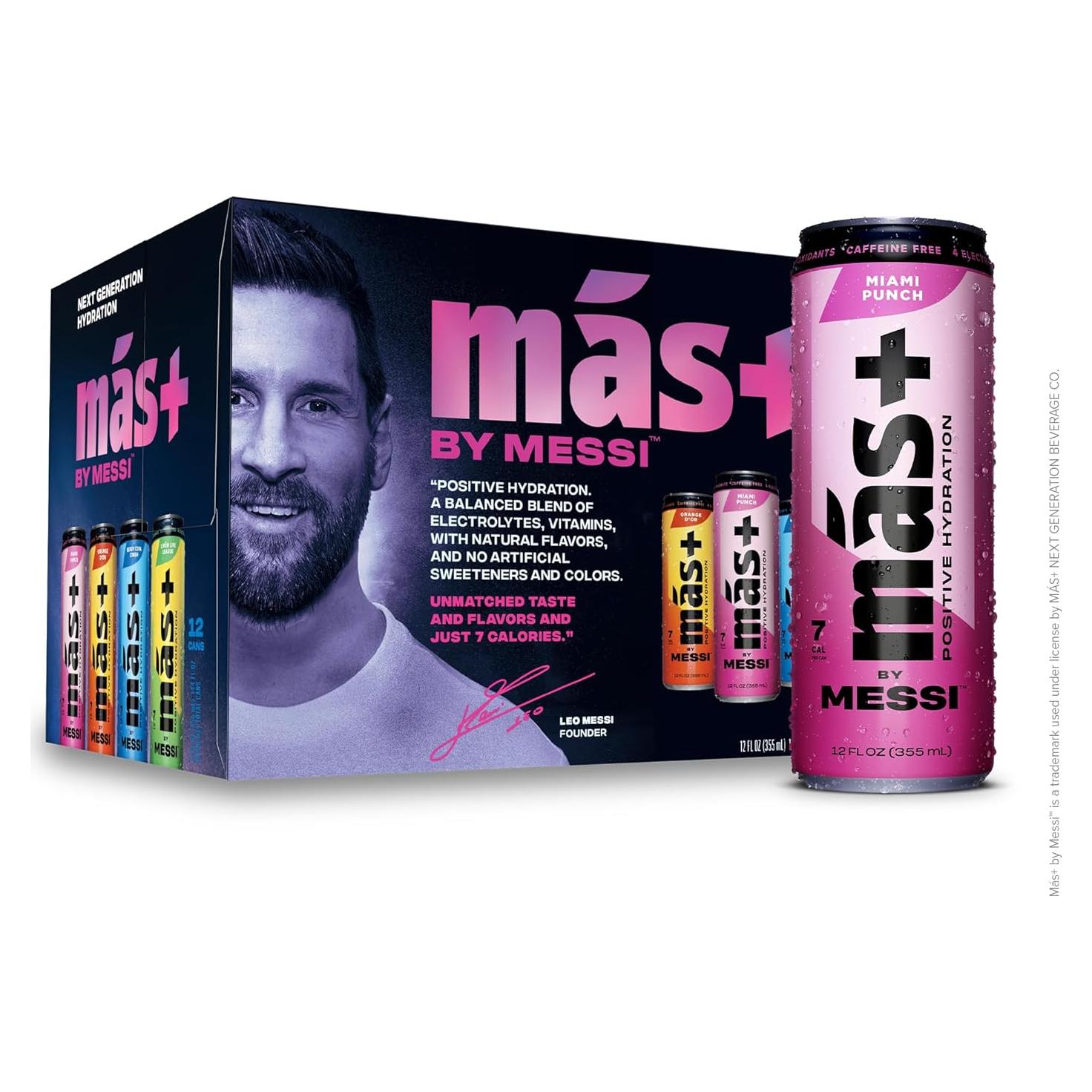 Bebida Deportiva Más+ de Messi - Paquete Variedad 12 Latas 355ml