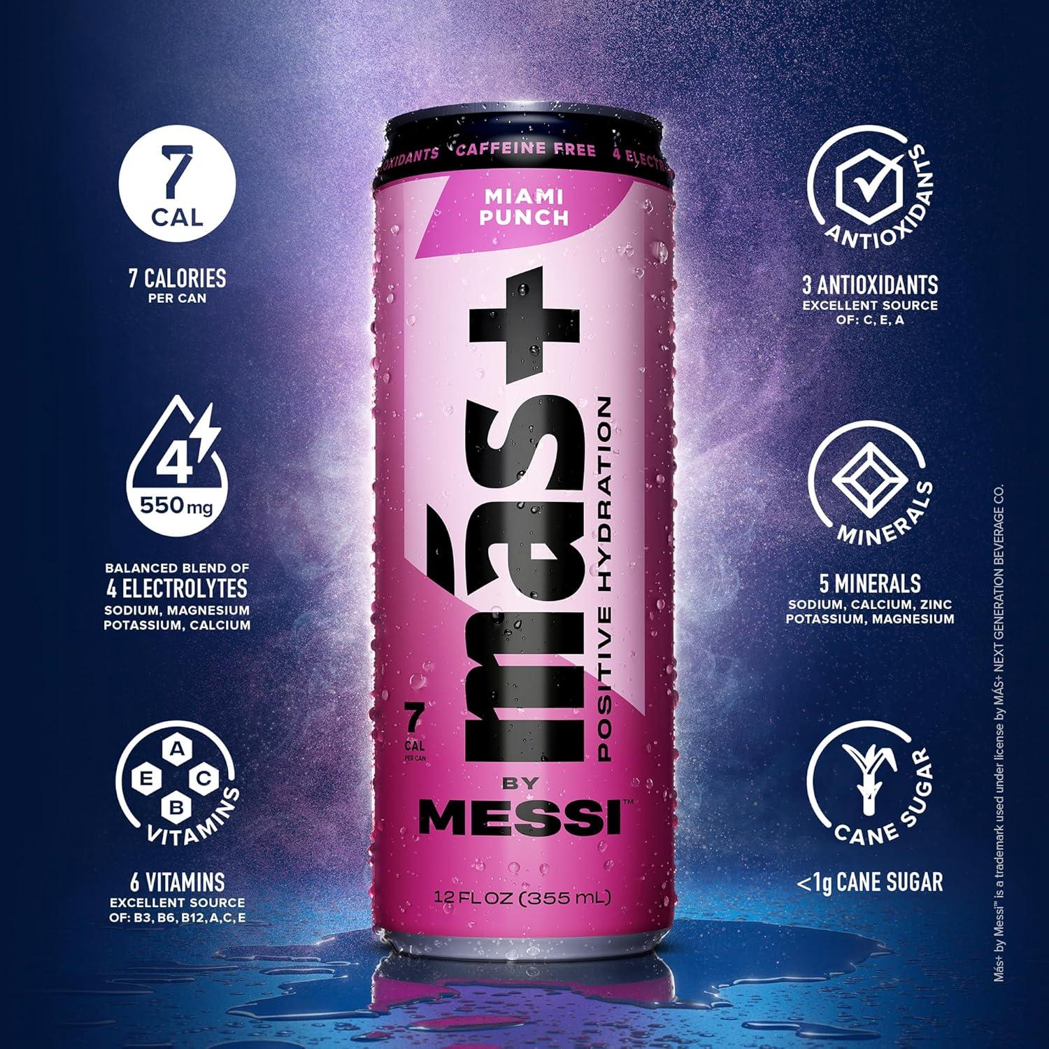 Bebida Deportiva Más+ de Messi - Paquete Variedad 12 Latas 355ml