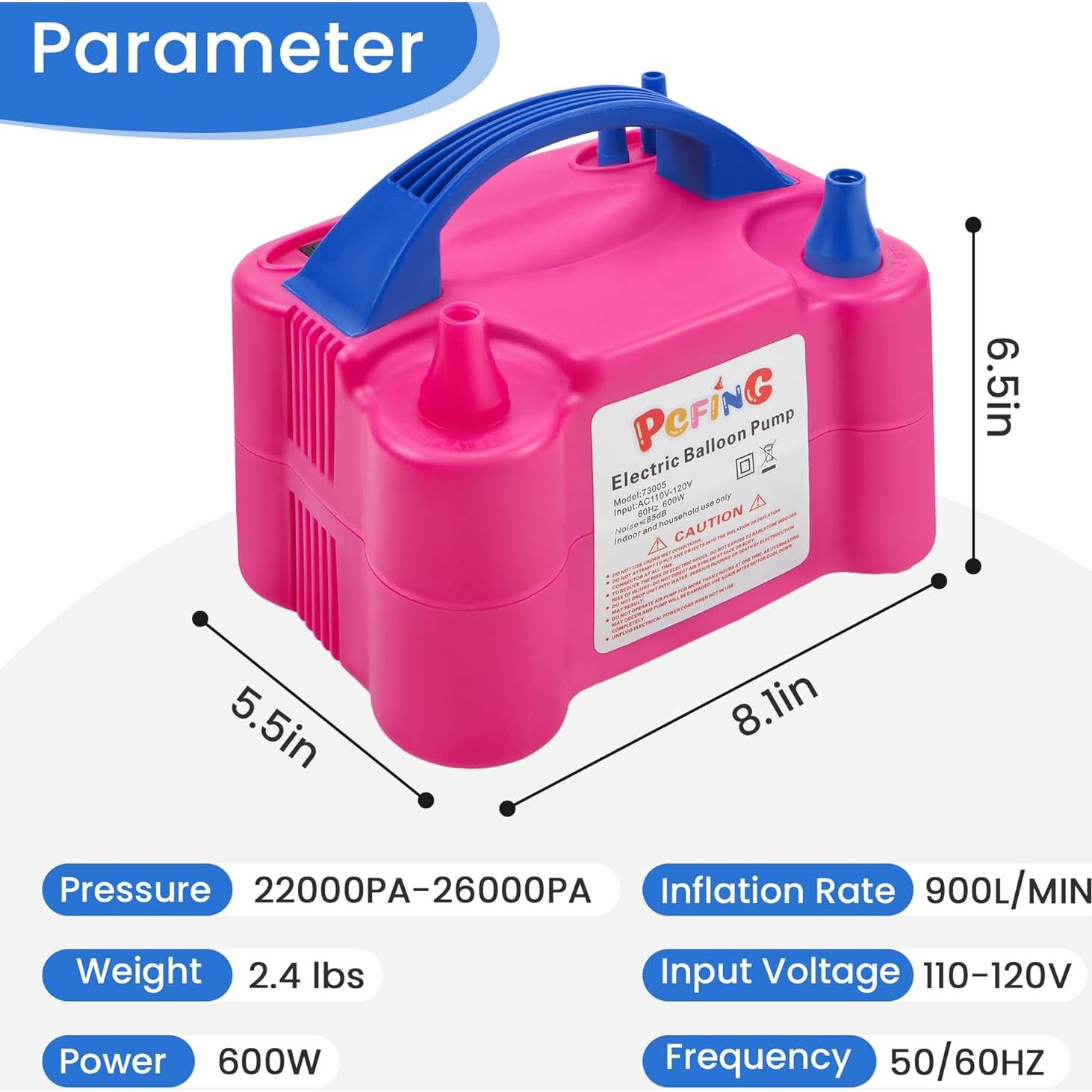 Bomba Eléctrica de Globos PCFING, Inflador Portátil 750L/min
