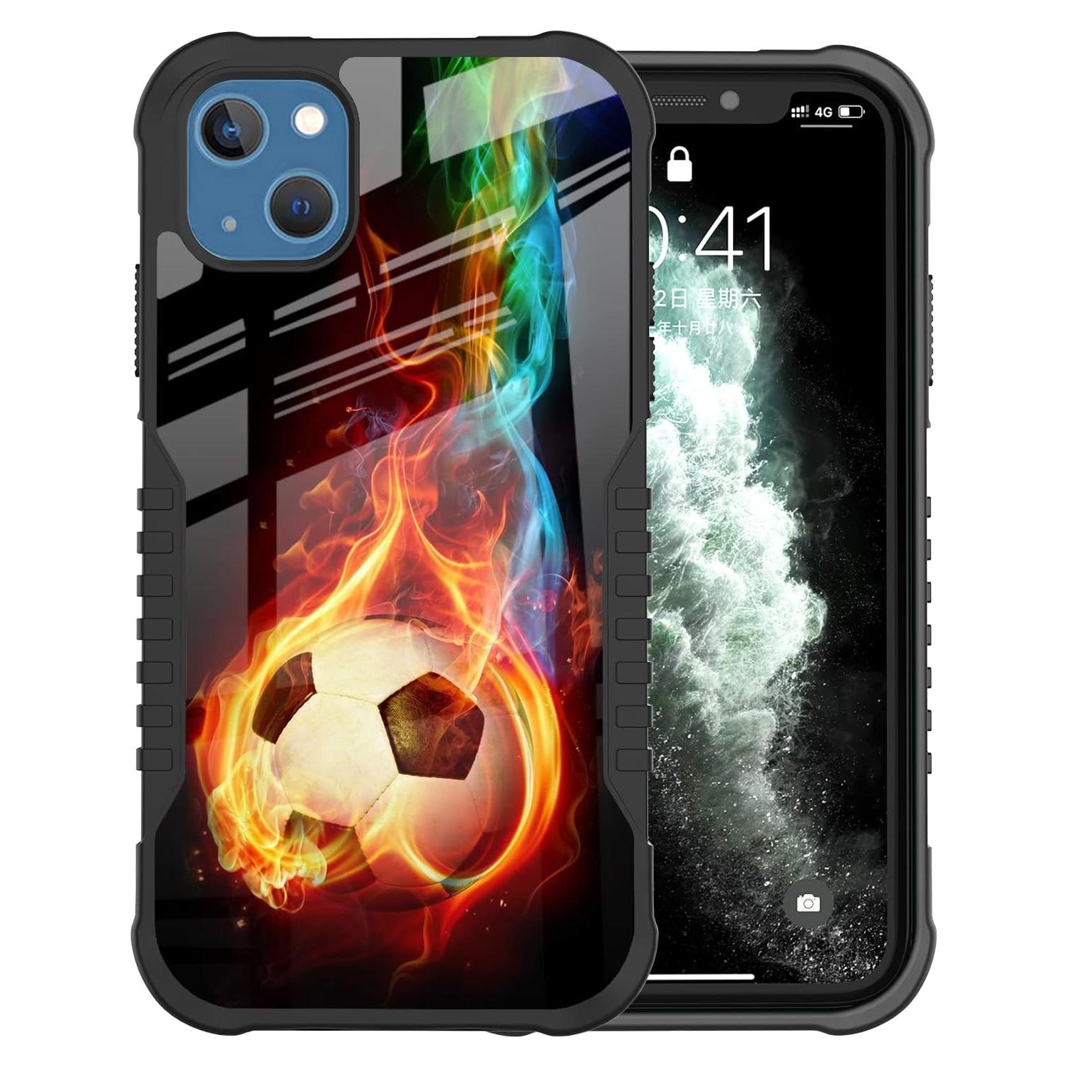 Funda protectora para iPhone 13/14 GUWJSO diseño fútbol