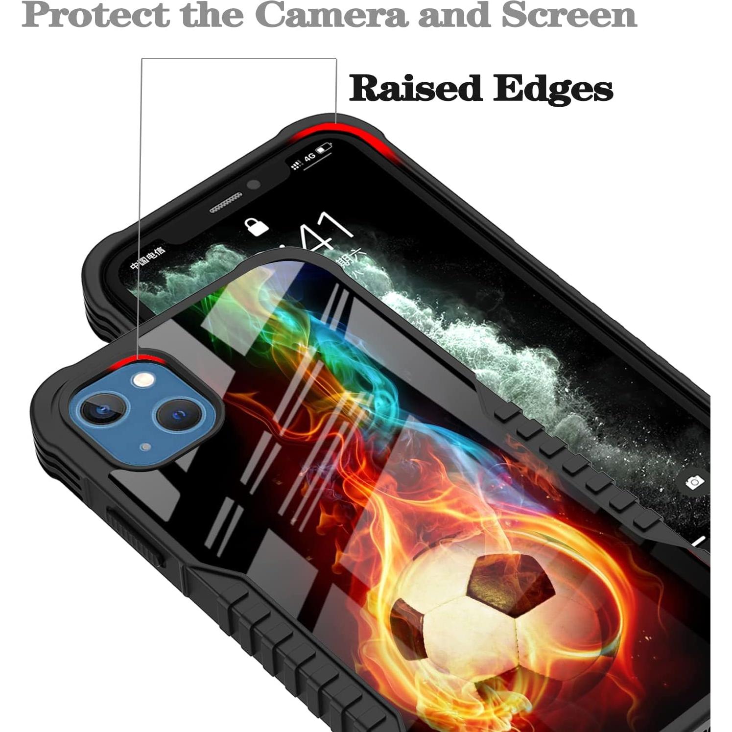 Funda protectora para iPhone 13/14 GUWJSO diseño fútbol