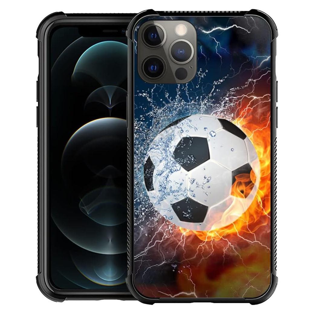 Funda DAIZAG TPU Suave para iPhone 12/12 Pro - Hielo Fuego Fútbol