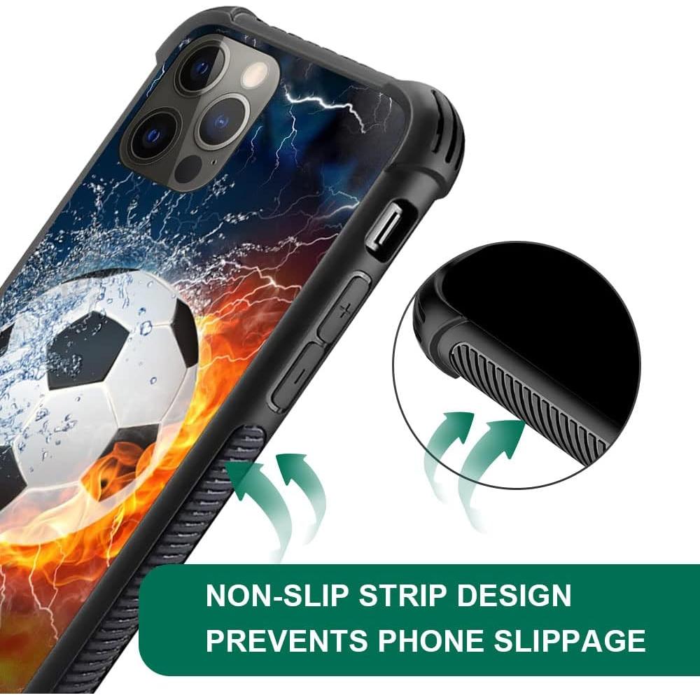 Funda DAIZAG TPU Suave para iPhone 12/12 Pro - Hielo Fuego Fútbol