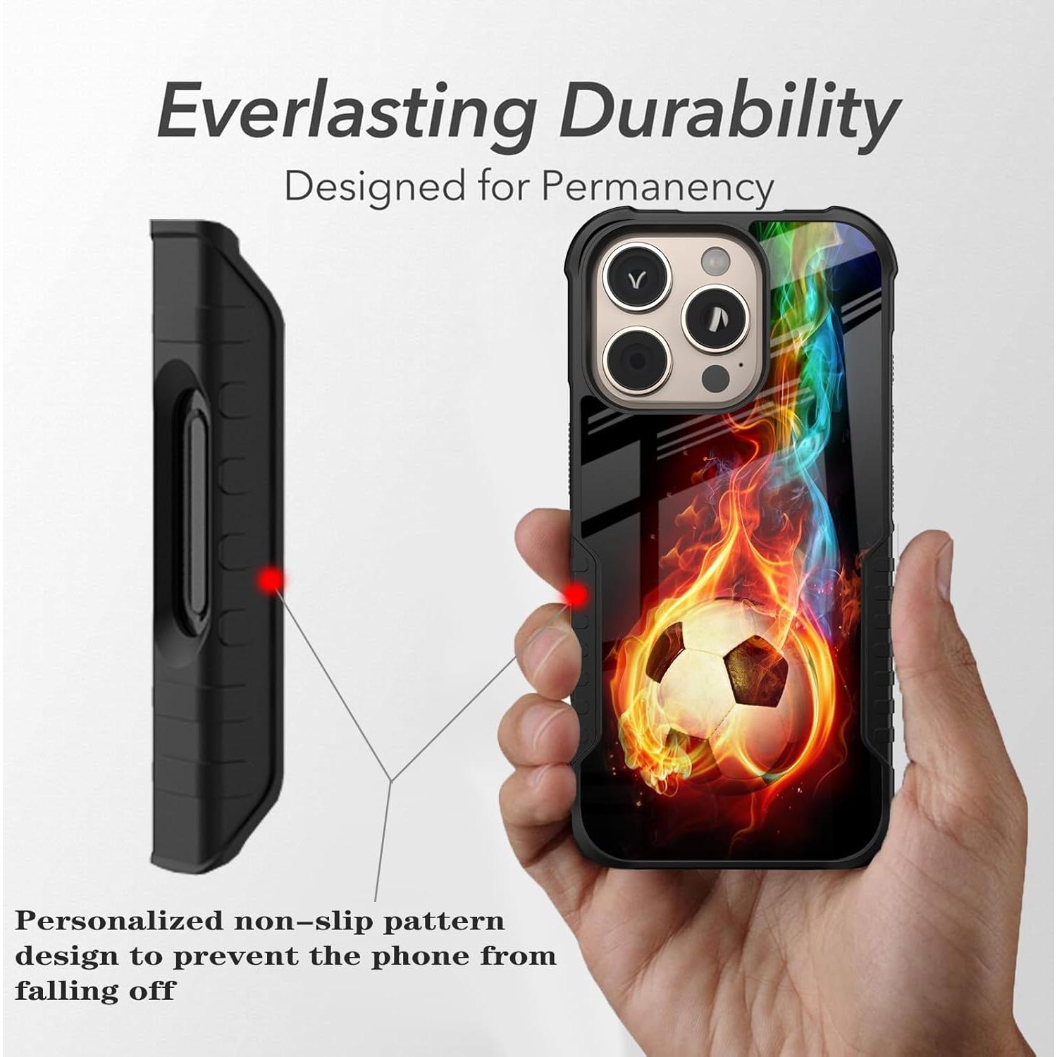 Funda Dura Antigolpes POCOOA para iPhone 16 Pro Fútbol Deportivo