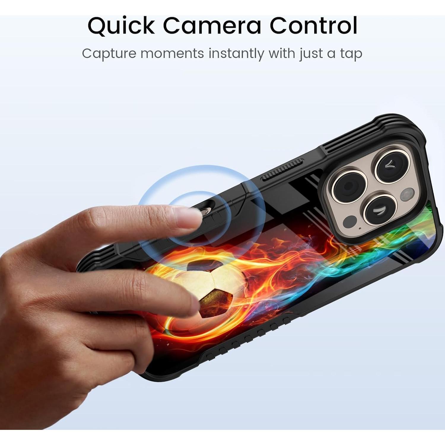 Funda Dura Antigolpes POCOOA para iPhone 16 Pro Fútbol Deportivo