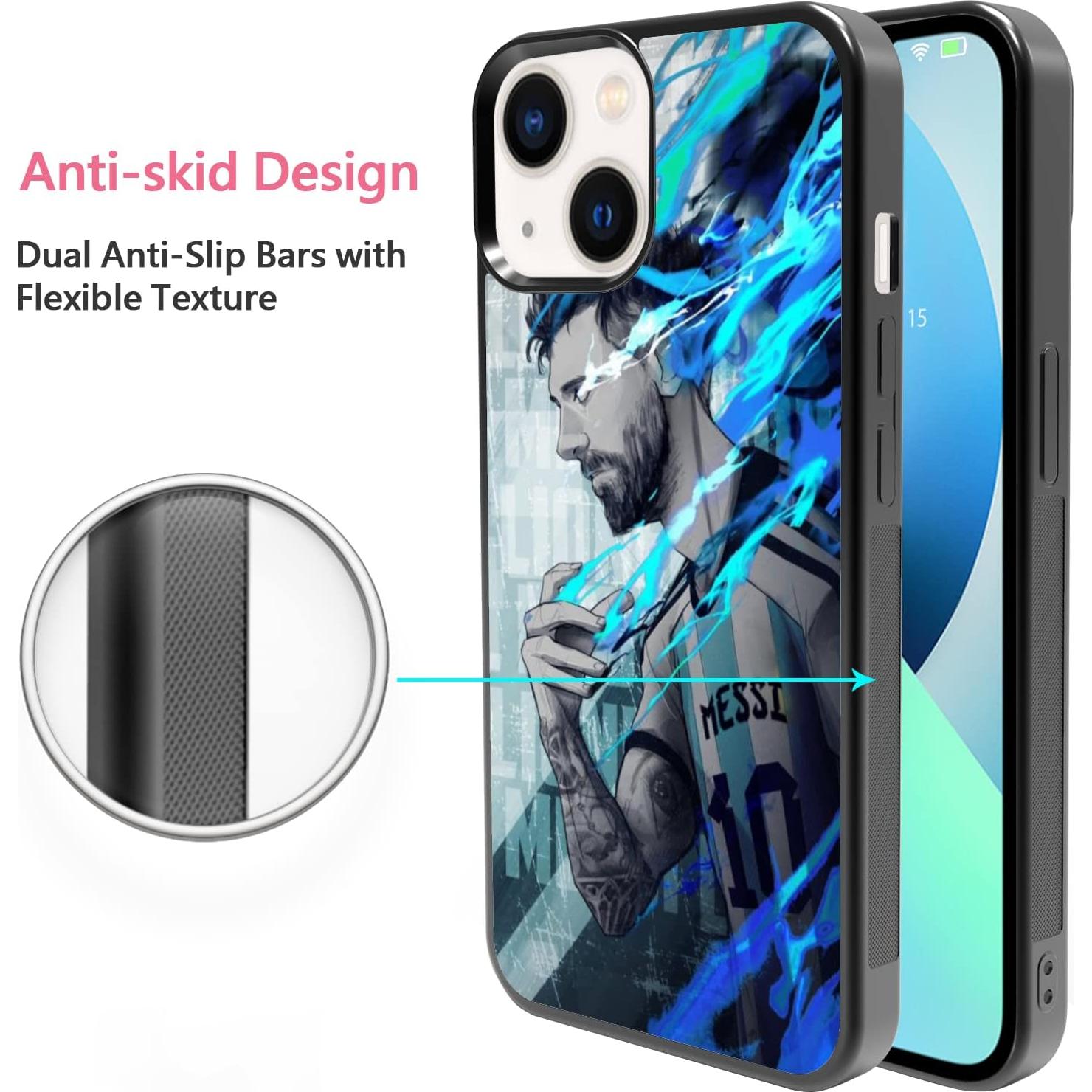 Funda de teléfono iPhone 13 Messi, antideslizante y protectora