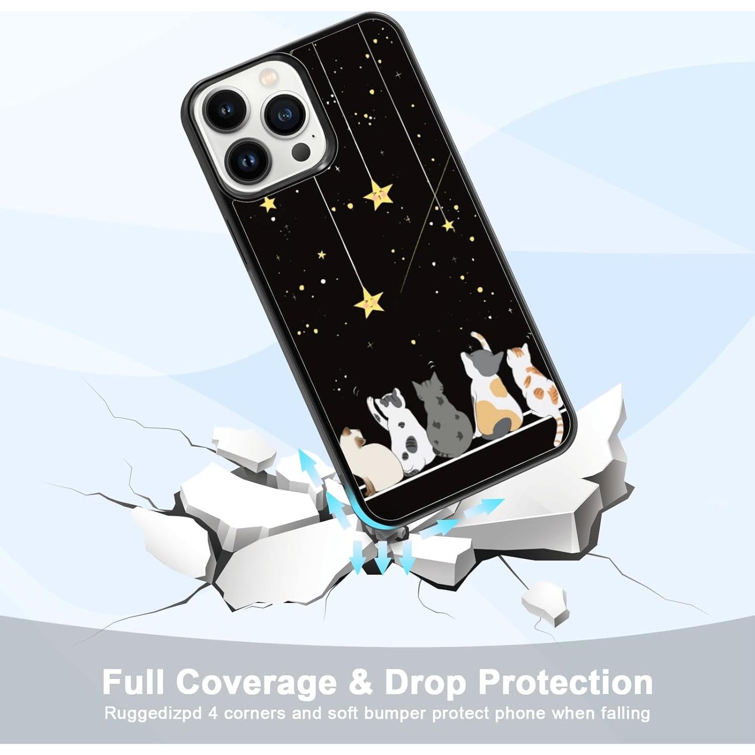 Funda para iPhone 15 Pro Max Onemiliayears Gato Negro Antideslizante