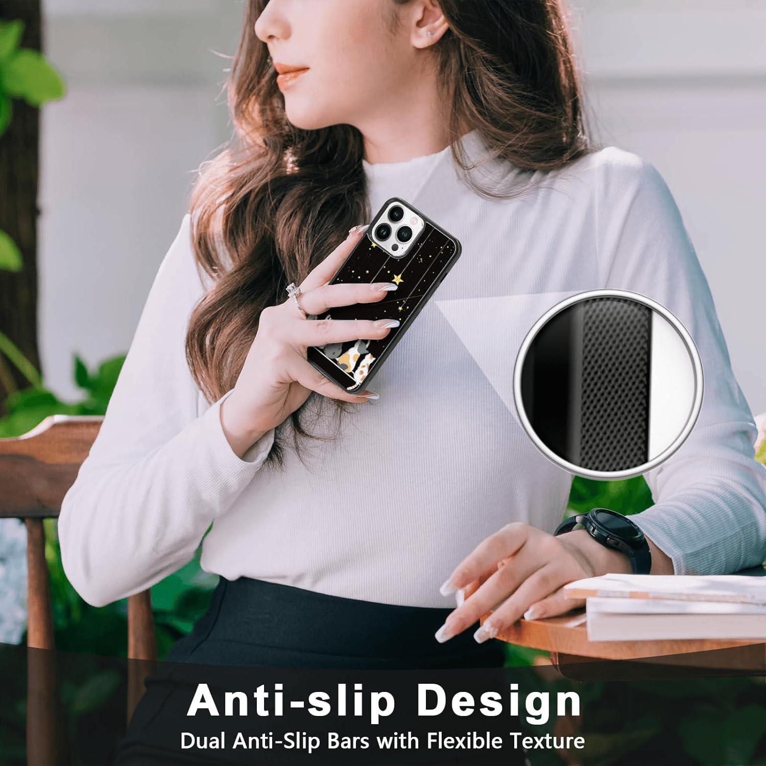 Funda para iPhone 15 Pro Max Onemiliayears Gato Negro Antideslizante