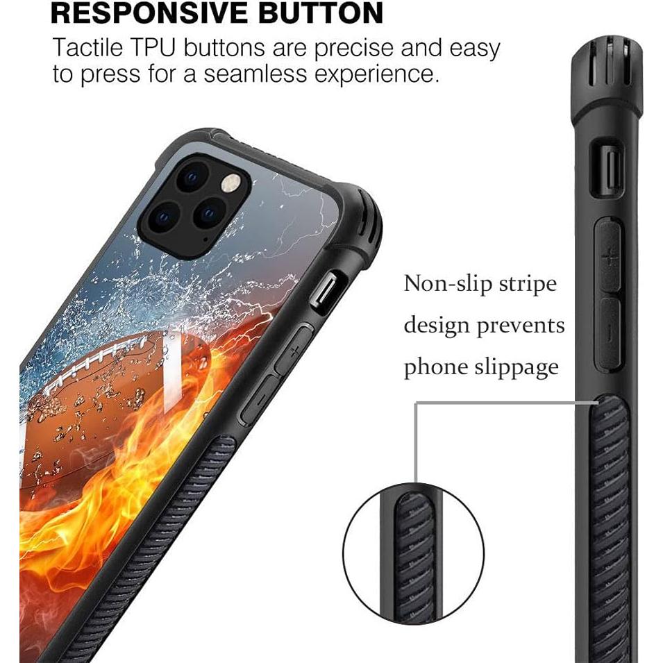 Funda para iPhone 13 Pro - Rugby Americano en Llamas, Resistente