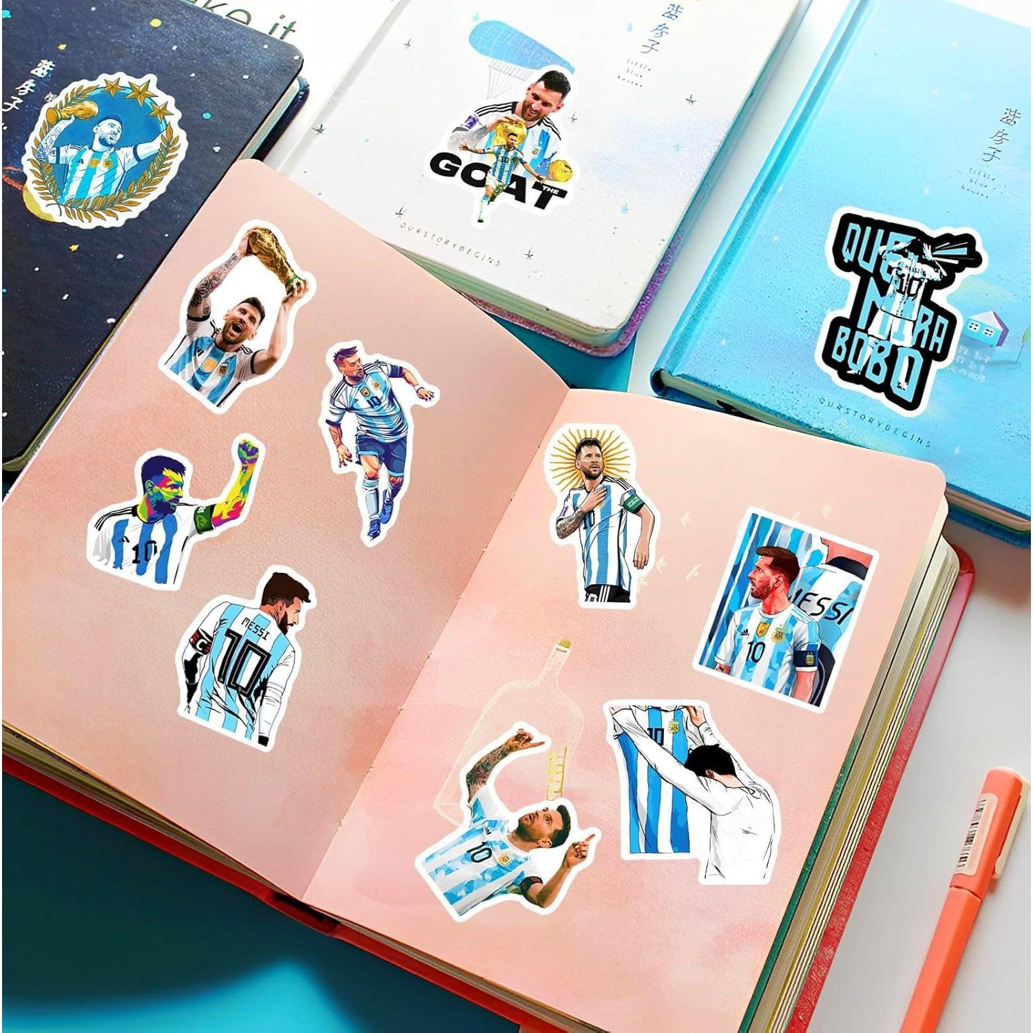 50 Pegatinas de Fútbol Messi JSYAVG - Vinilo Impermeable