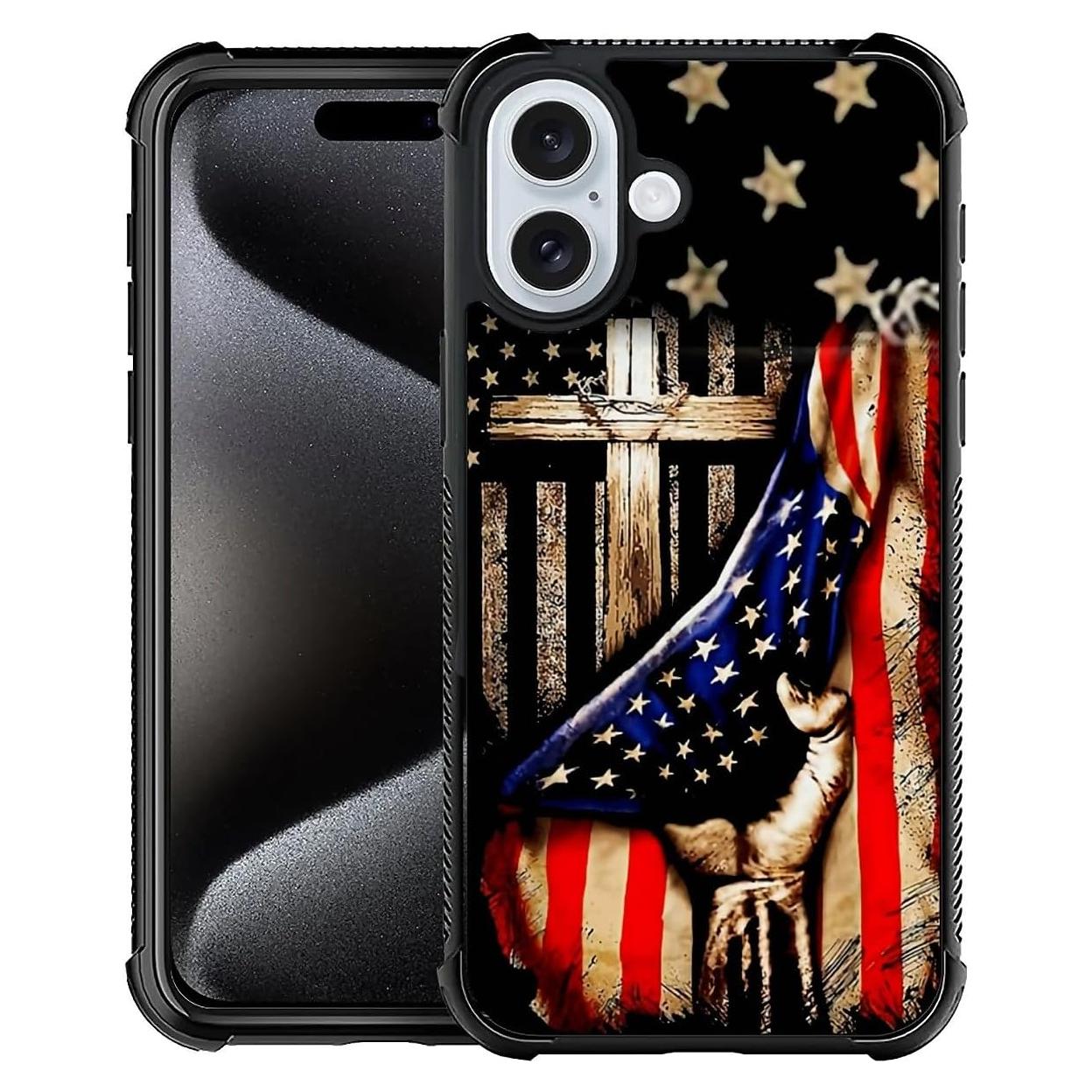 Funda DAIZAG para iPhone 16 Plus TPU Anti-Rayas Bandera Americana