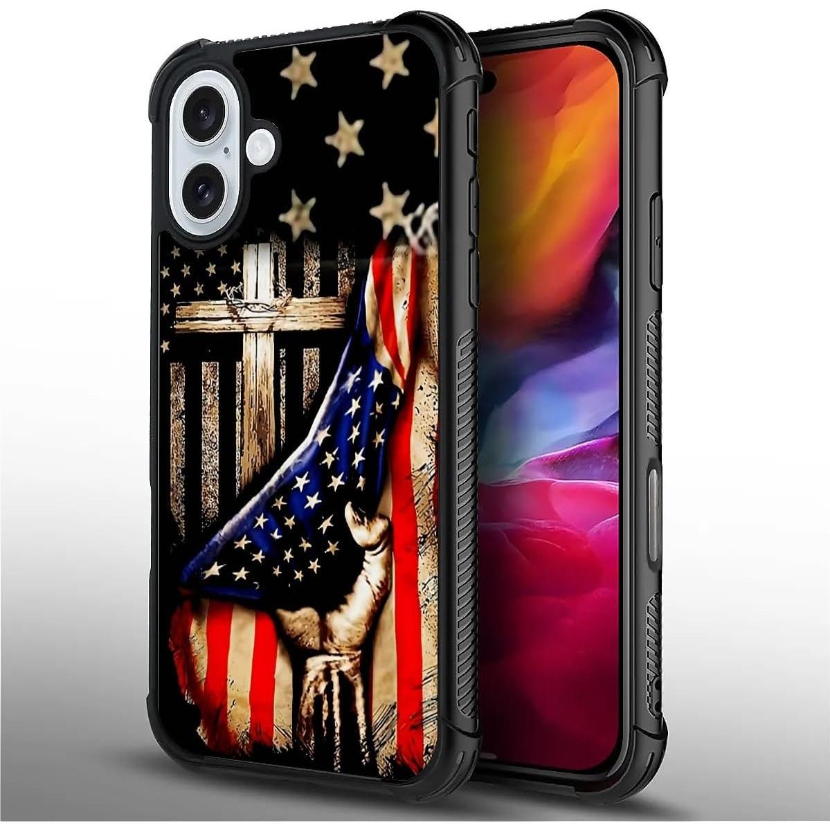 Funda DAIZAG para iPhone 16 Plus TPU Anti-Rayas Bandera Americana