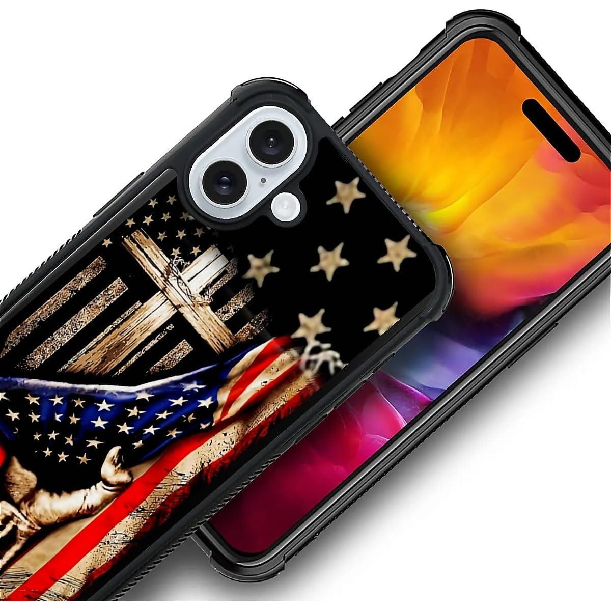 Funda DAIZAG para iPhone 16 Plus TPU Anti-Rayas Bandera Americana