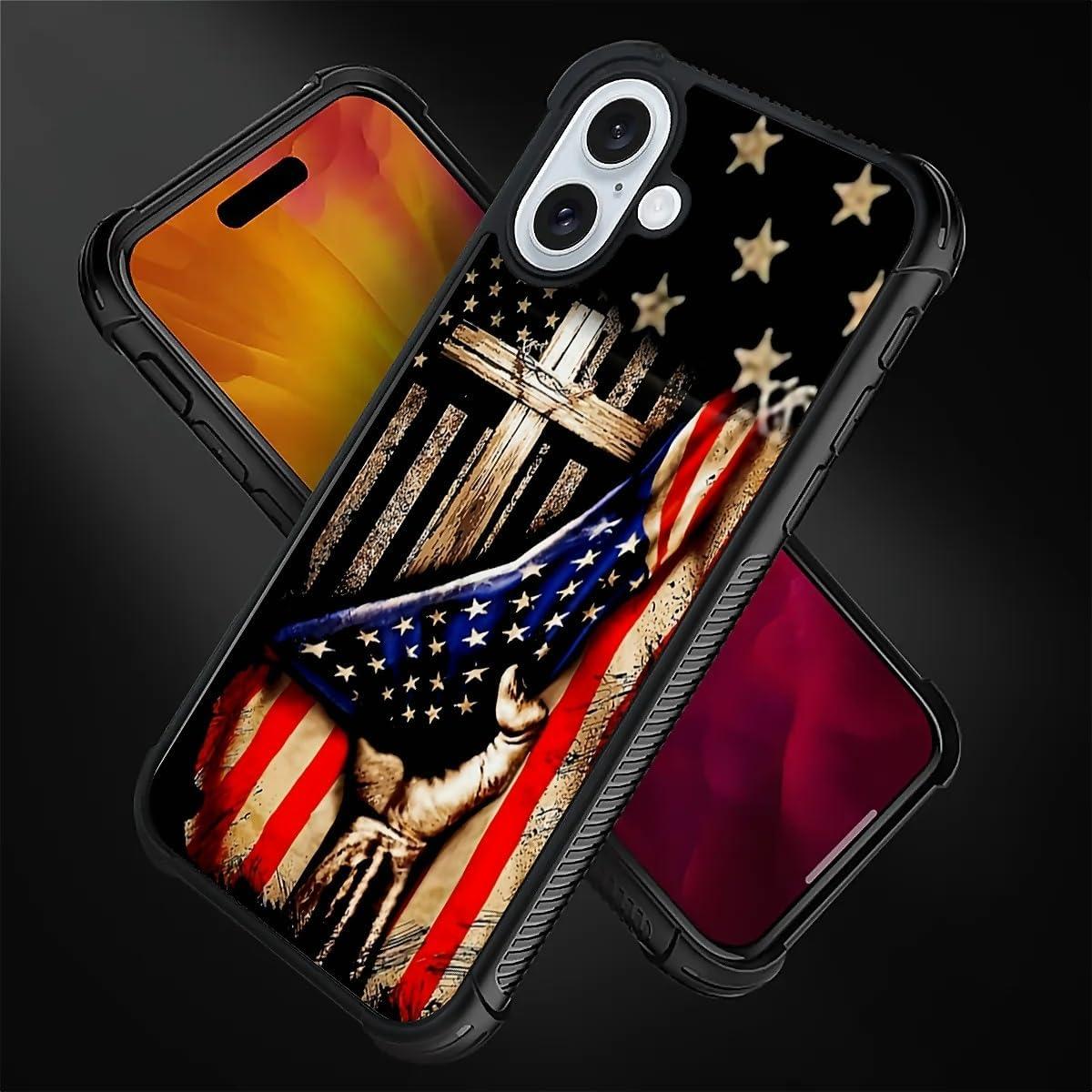 Funda DAIZAG para iPhone 16 Plus TPU Anti-Rayas Bandera Americana