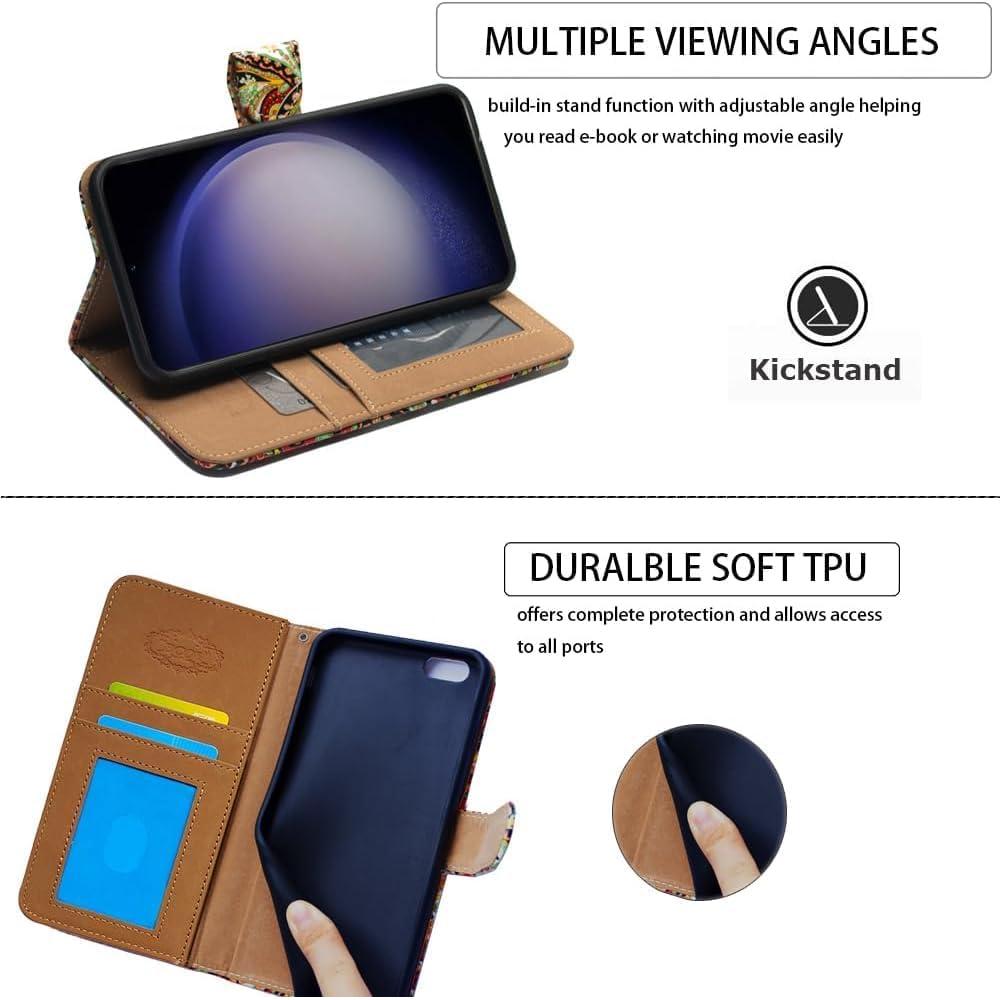 Funda de Cuero Flip Bcov para iPhone 13 con Soporte y Ranuras