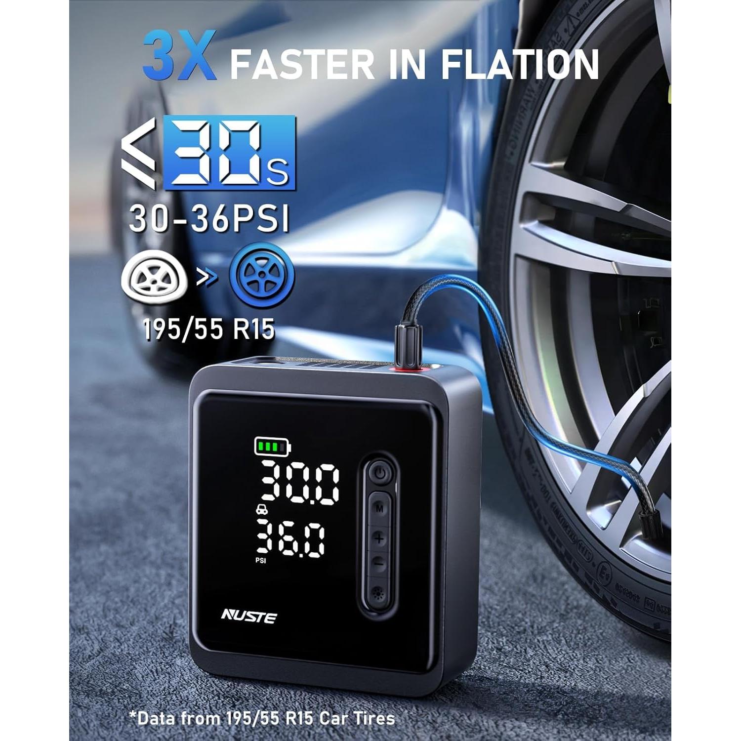 Compresor de Aire Portátil NUSTE 150 PSI 12V para Neumáticos