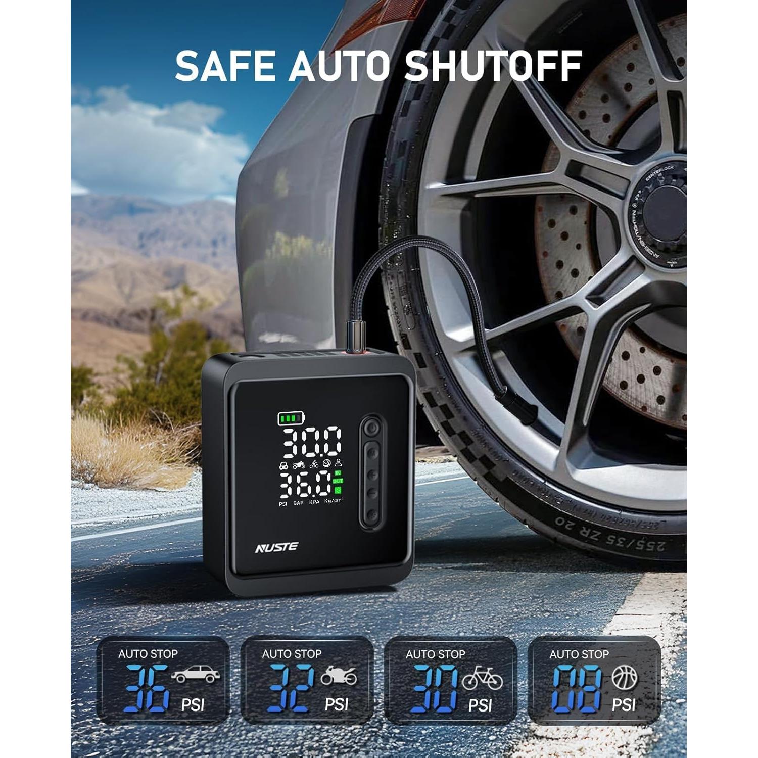 Compresor de Aire Portátil NUSTE 150 PSI 12V para Neumáticos