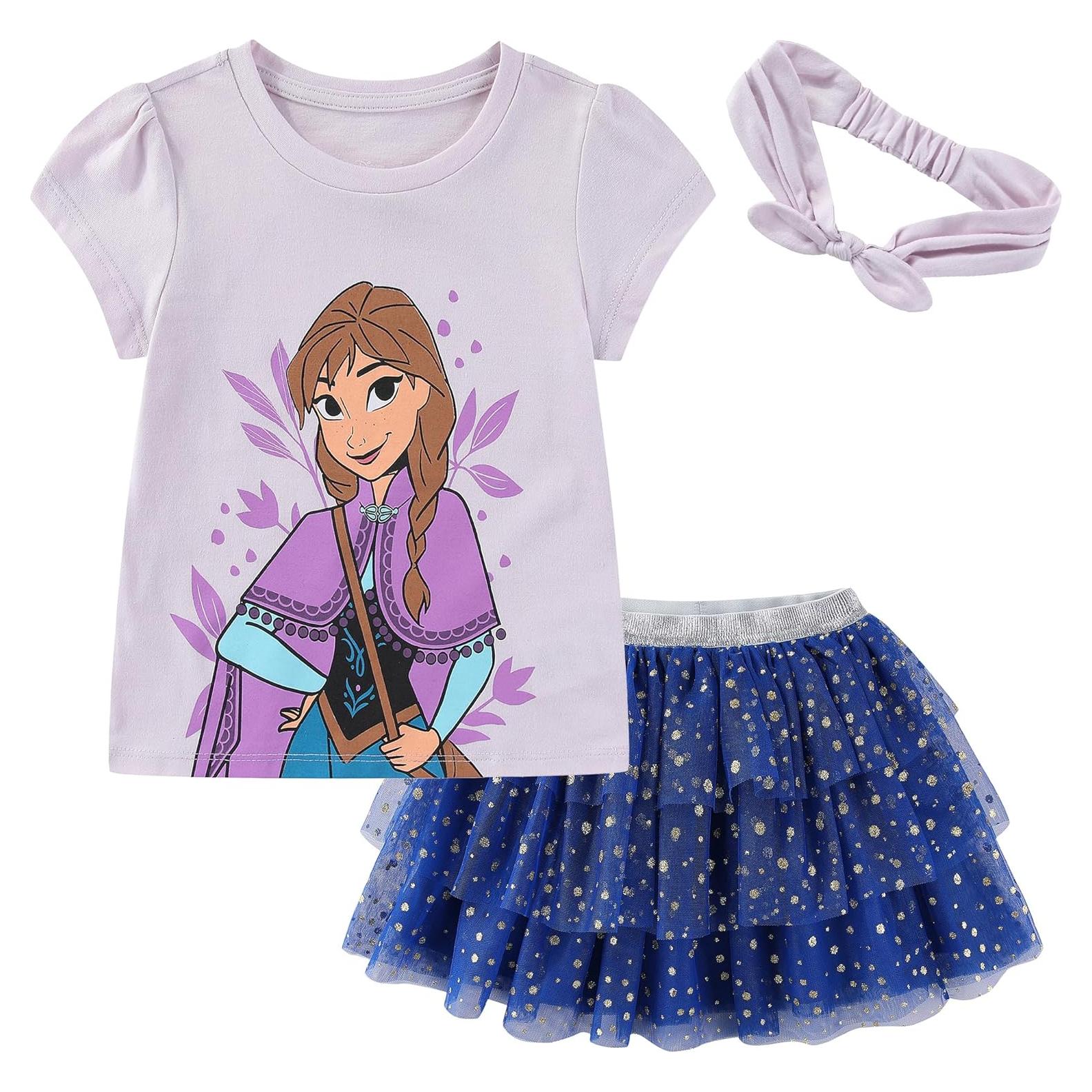 Conjunto Falda y Camiseta Frozen Niñas 2T a 10 con Diadema