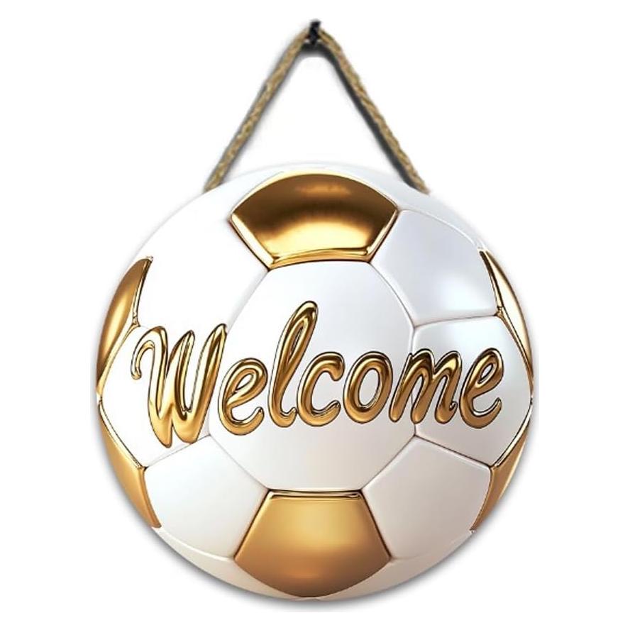 Cartel Decorativo de Fútbol Ecoterra 30.48 cm Bienvenido