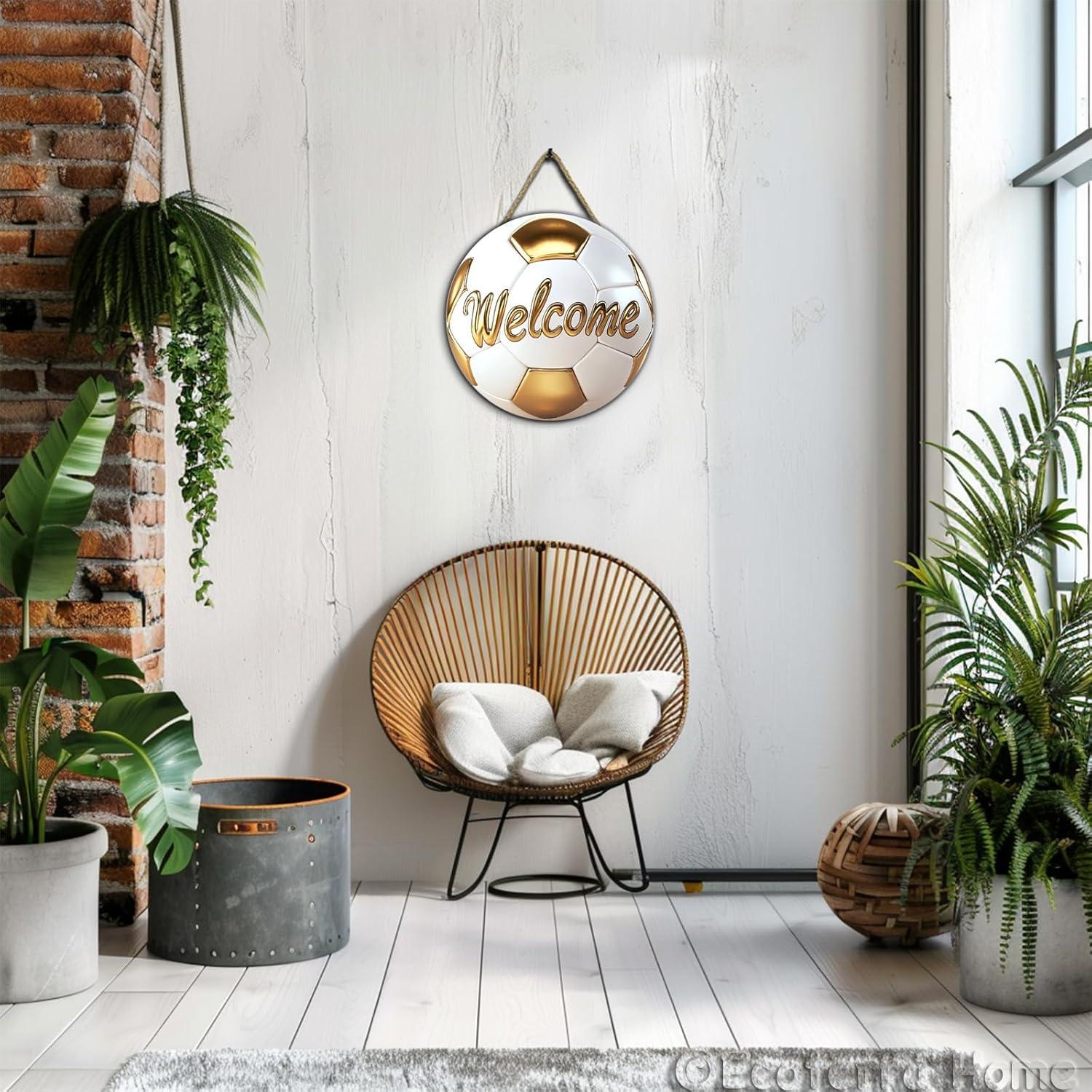 Cartel Decorativo de Fútbol Ecoterra 30.48 cm Bienvenido