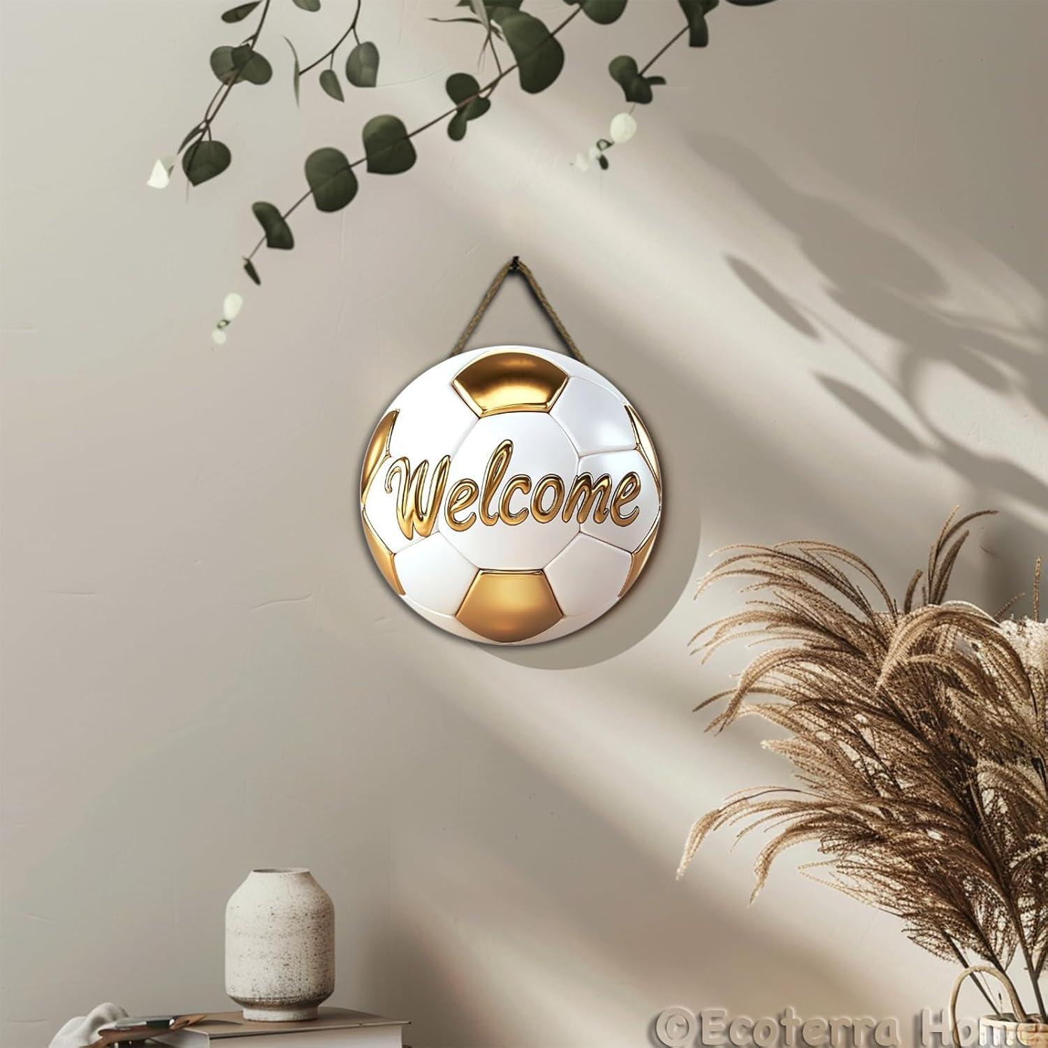 Cartel Decorativo de Fútbol Ecoterra 30.48 cm Bienvenido