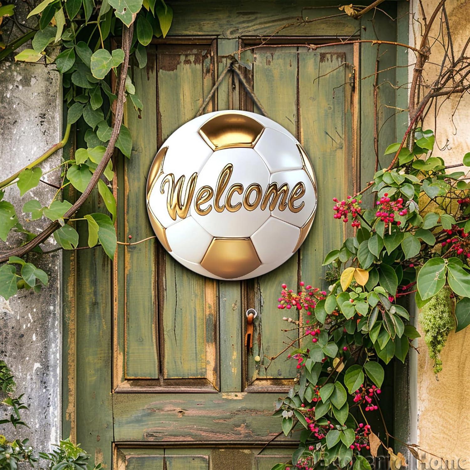 Cartel Decorativo de Fútbol Ecoterra 30.48 cm Bienvenido