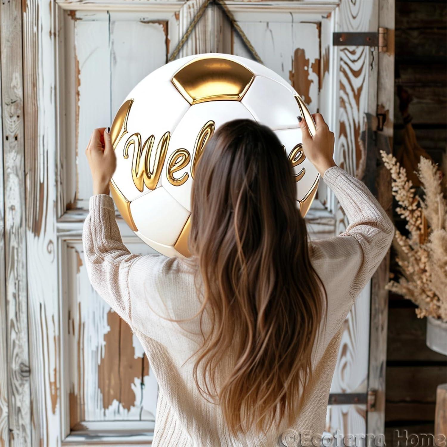 Cartel Decorativo de Fútbol Ecoterra 30.48 cm Bienvenido