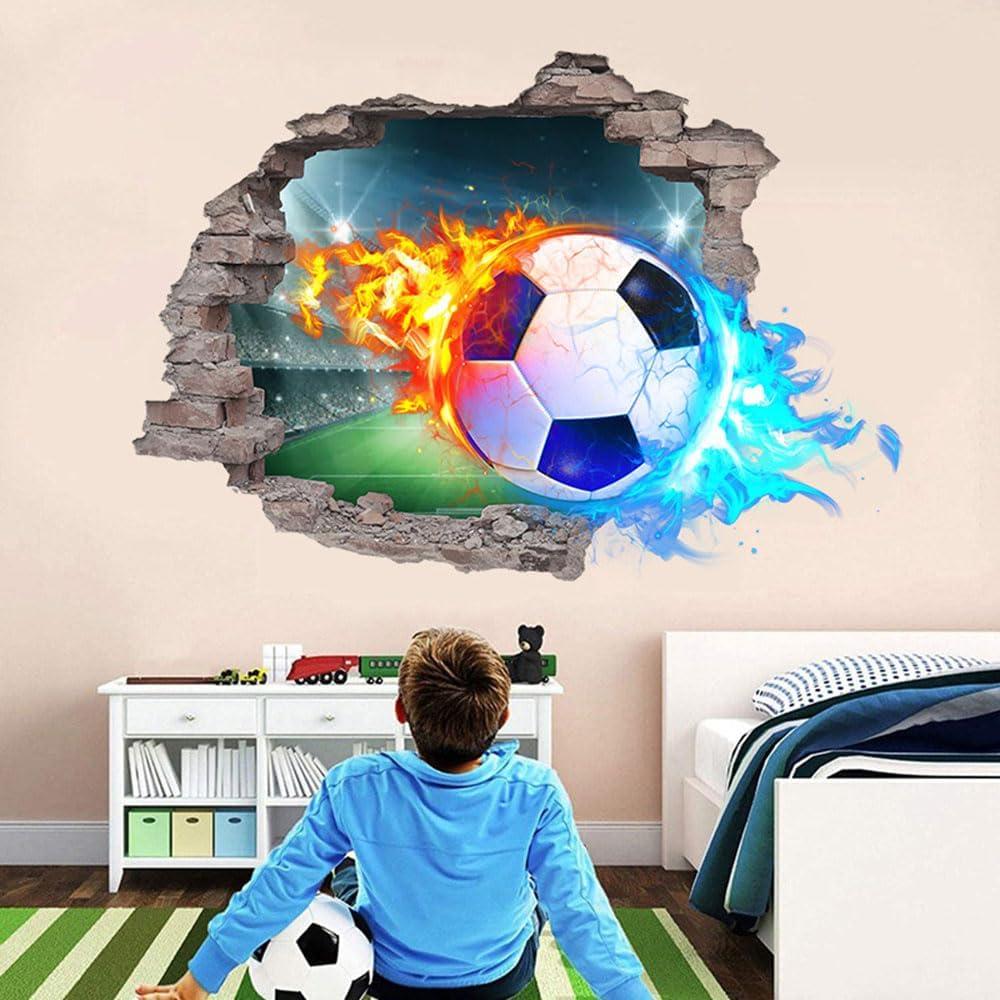 Calcomanías de Pared 3D JQPYGB Fútbol PVC Removibles