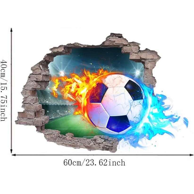 Calcomanías de Pared 3D JQPYGB Fútbol PVC Removibles