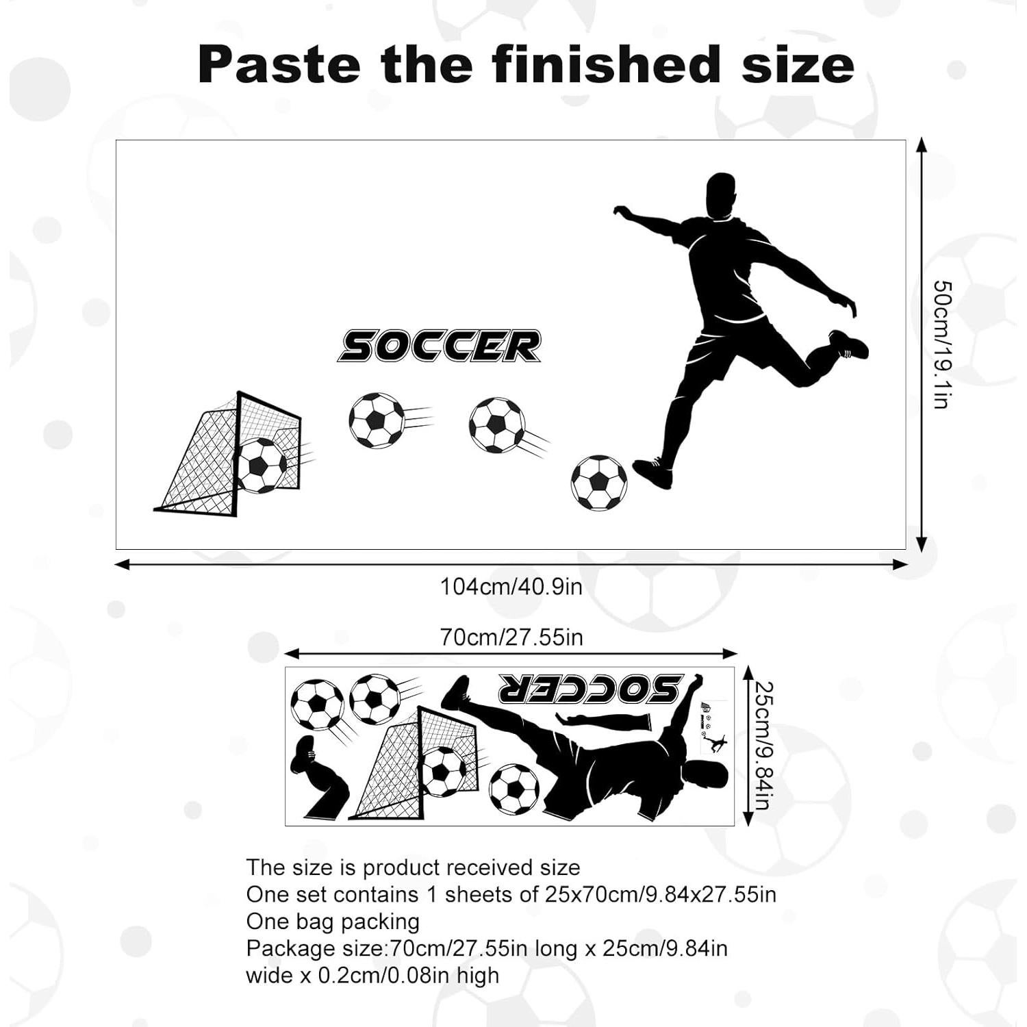 Calcomanía de Pared de Fútbol PEUTIER 104x50cm Impermeable