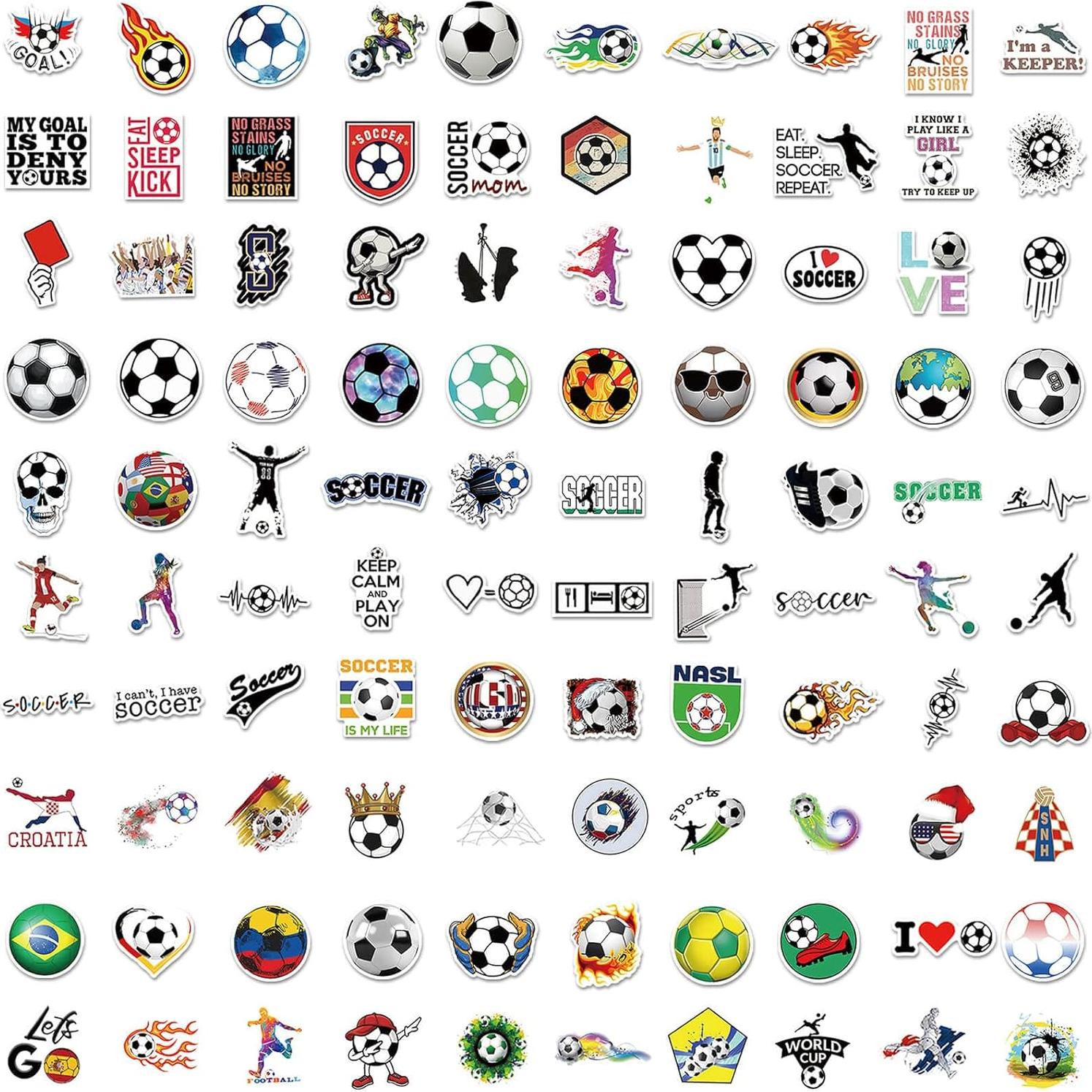 100 Pegatinas de Fútbol Hebraeos Impermeables para Decoración